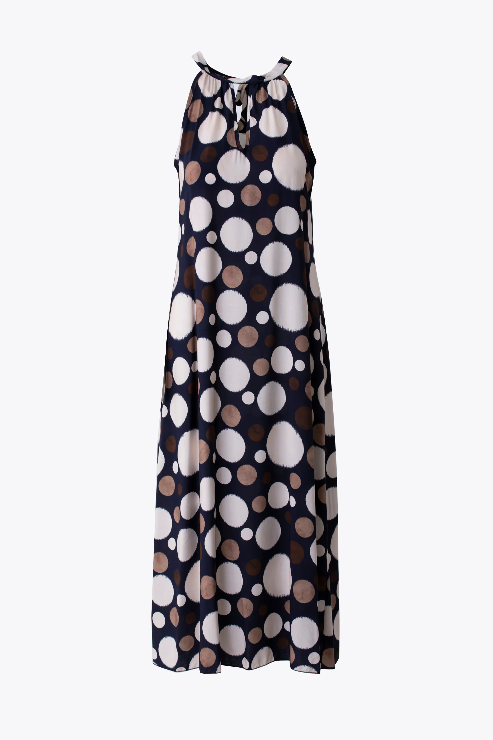 Abito lungo halterneck in viscosa fantasia maxi pois - PE26 - Image 2