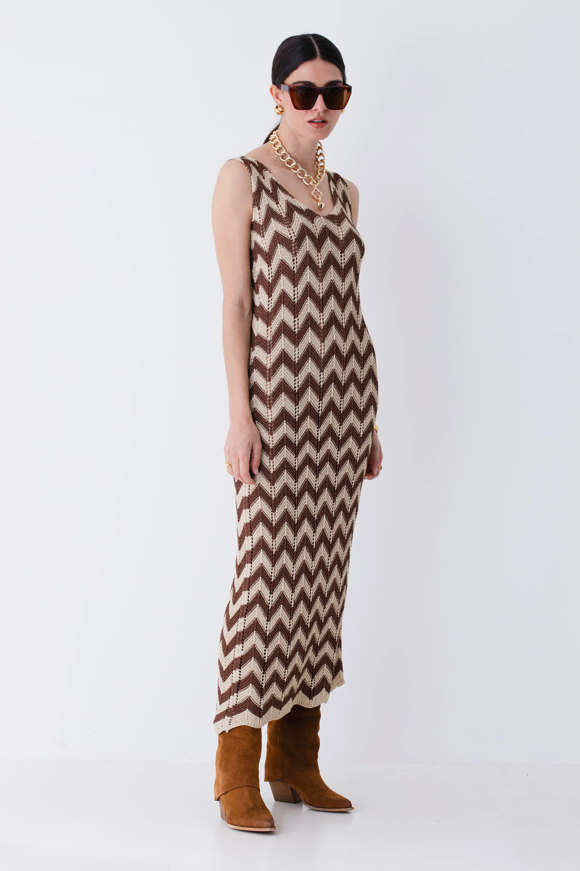 Abito lungo in maglia traforata lurex - PE25 - Image 6