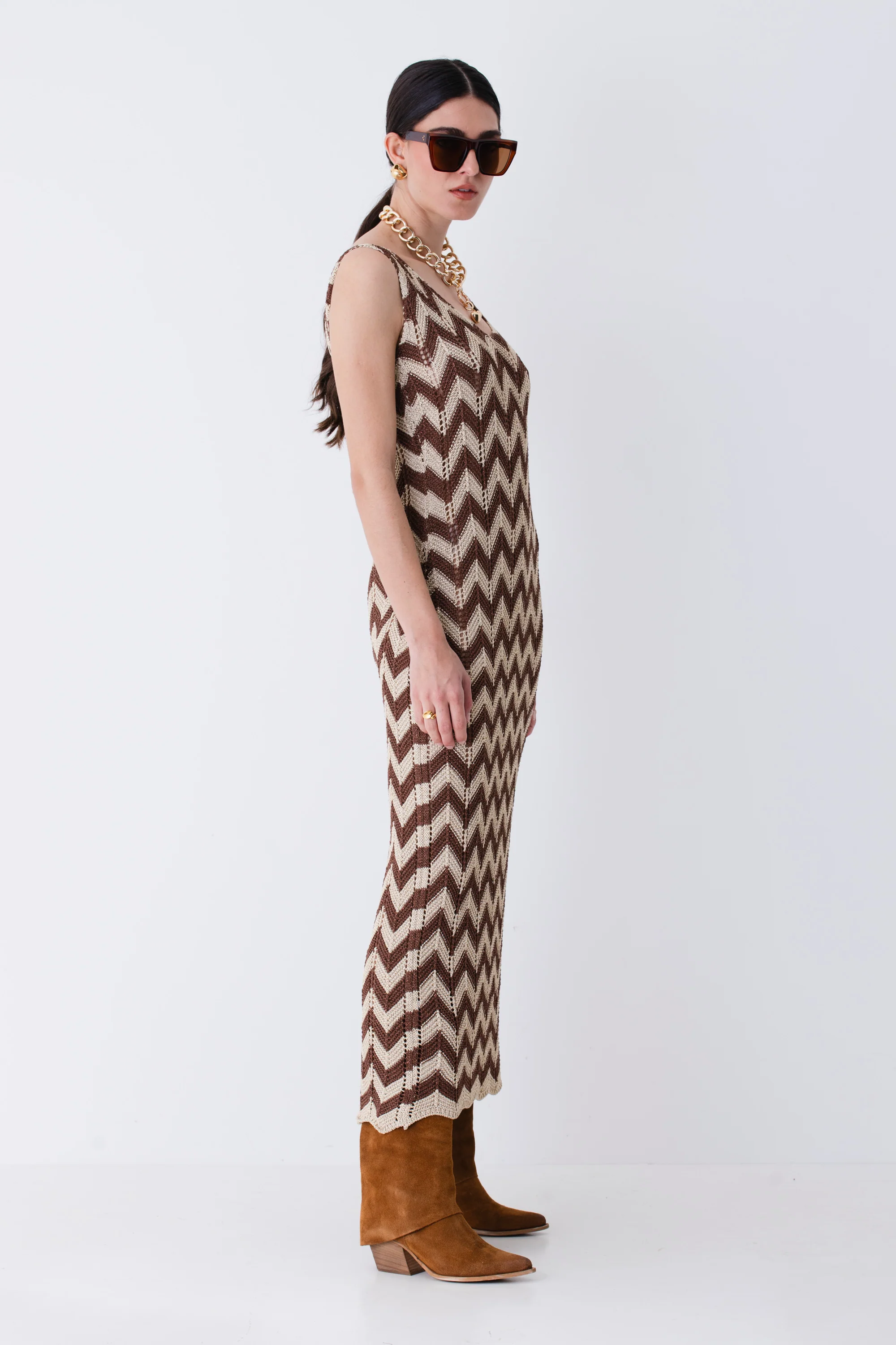 Abito lungo in maglia traforata lurex - PE25 - Image 7