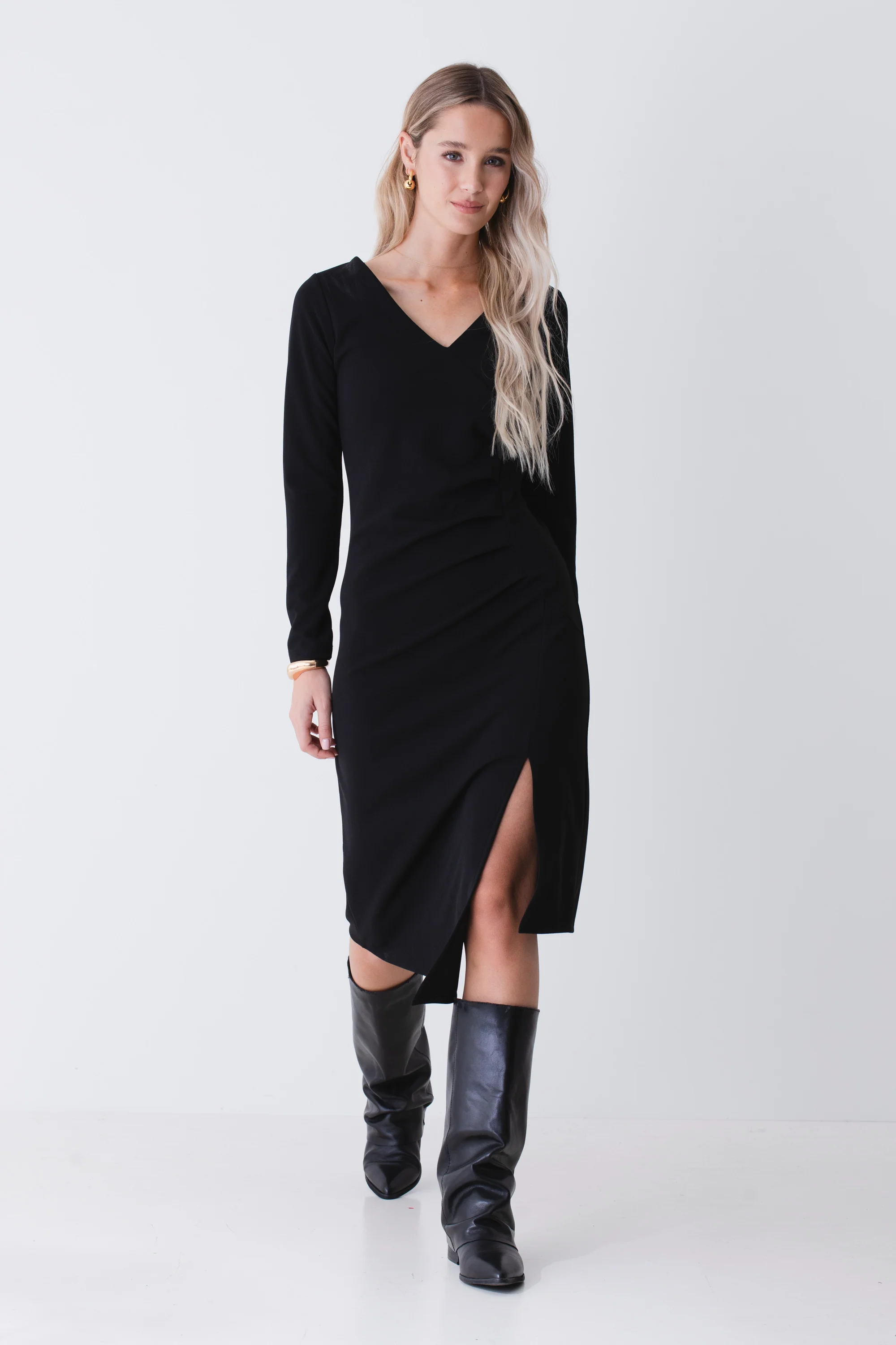 Abito midi con drappeggio in scuba crepe - FW26 - Image 3