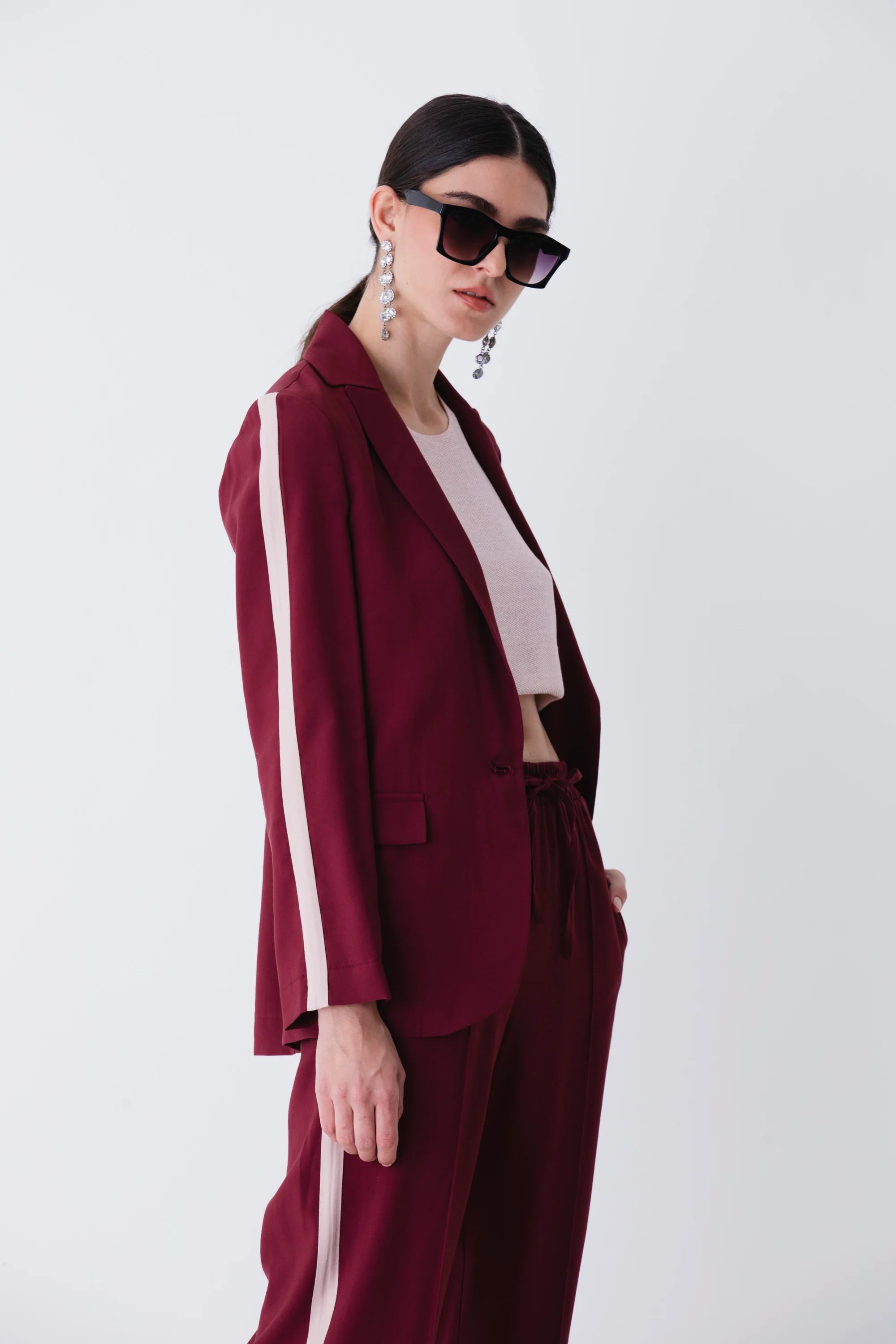 Blazer ad un petto in rayon con banda laterale - PE25 - Image 2
