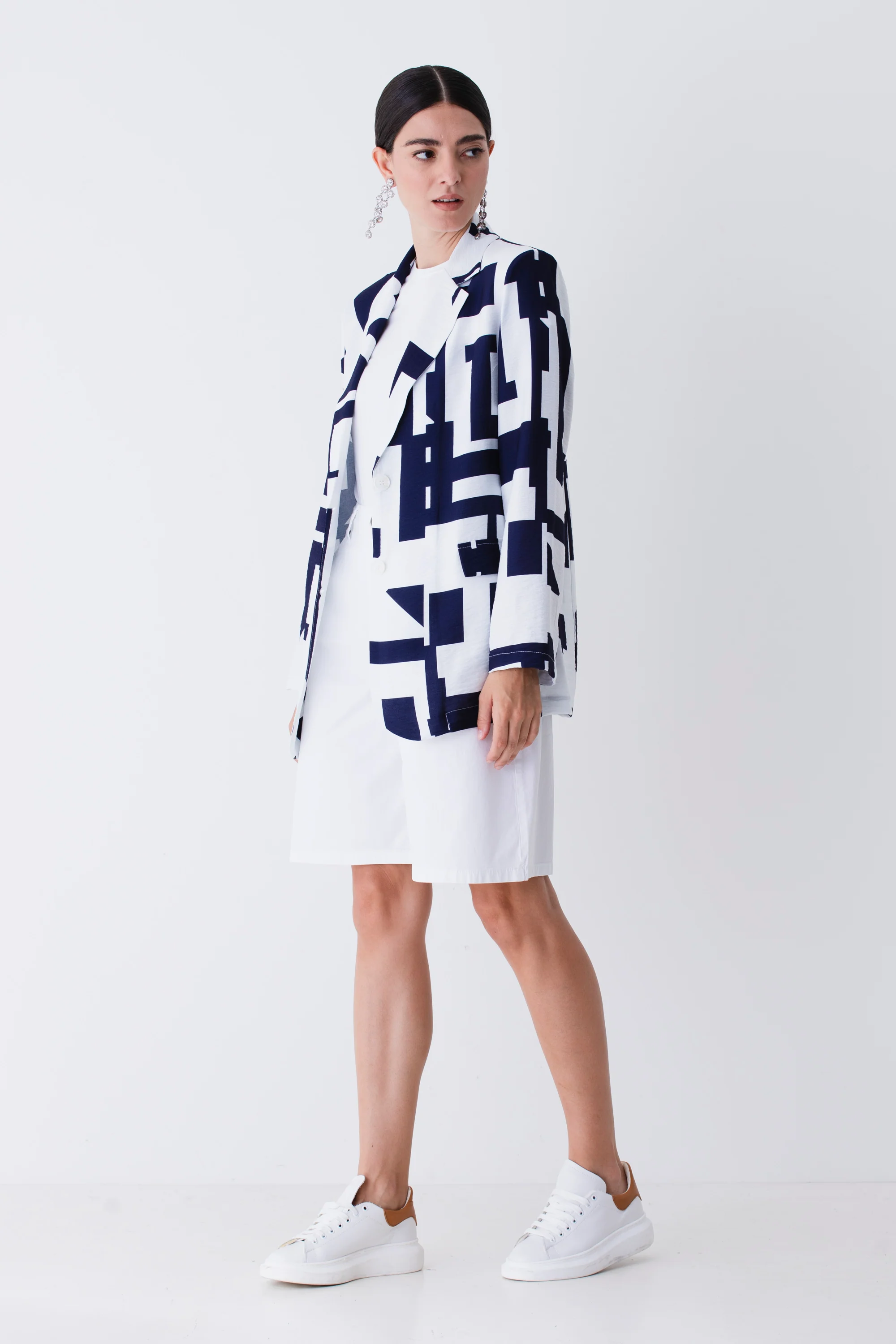 Blazer ad un petto in rayon fantasia geometrica - PE25 - Image 9