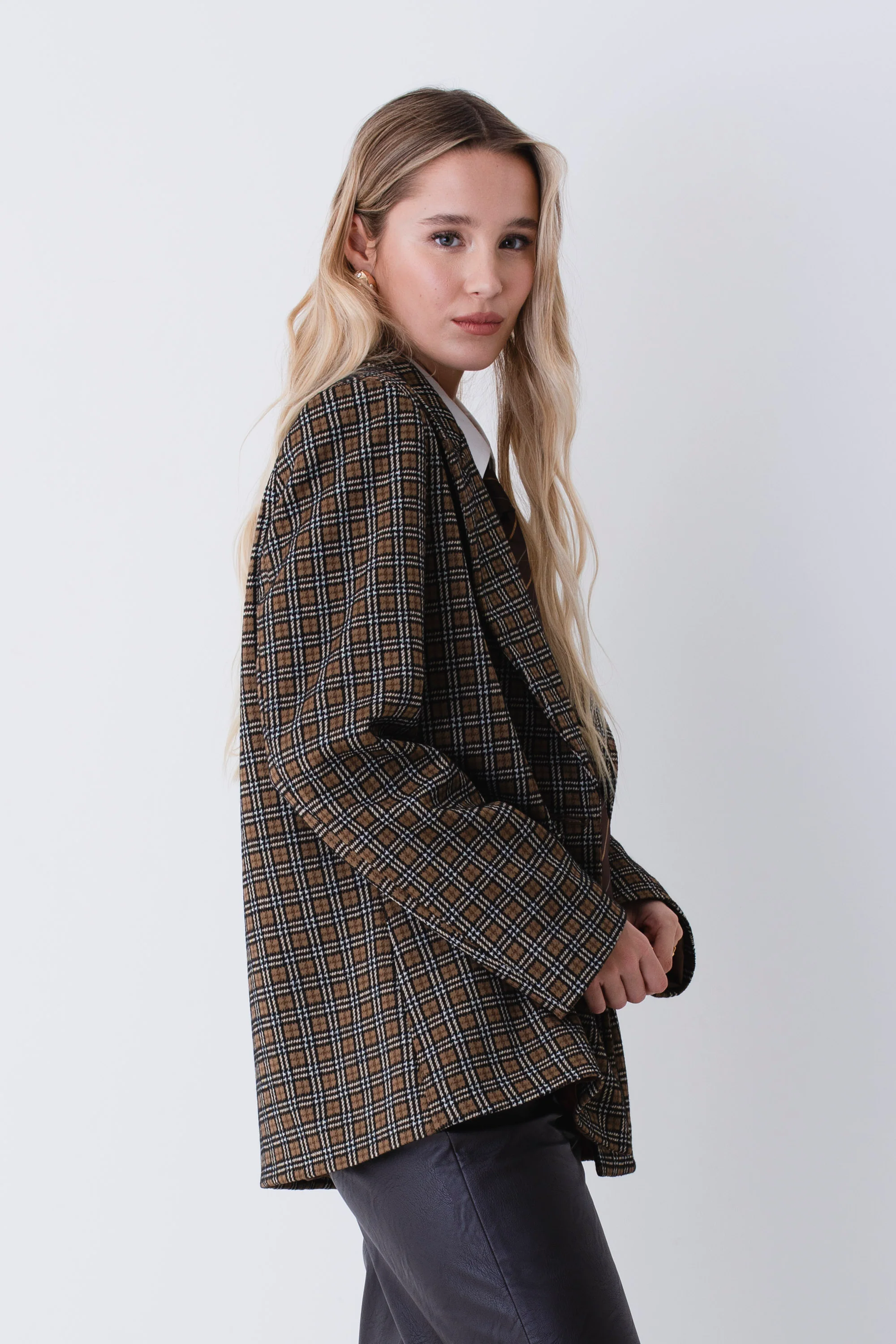 Blazer ad un petto in tessuto pied de poule - FW26 - Image 4