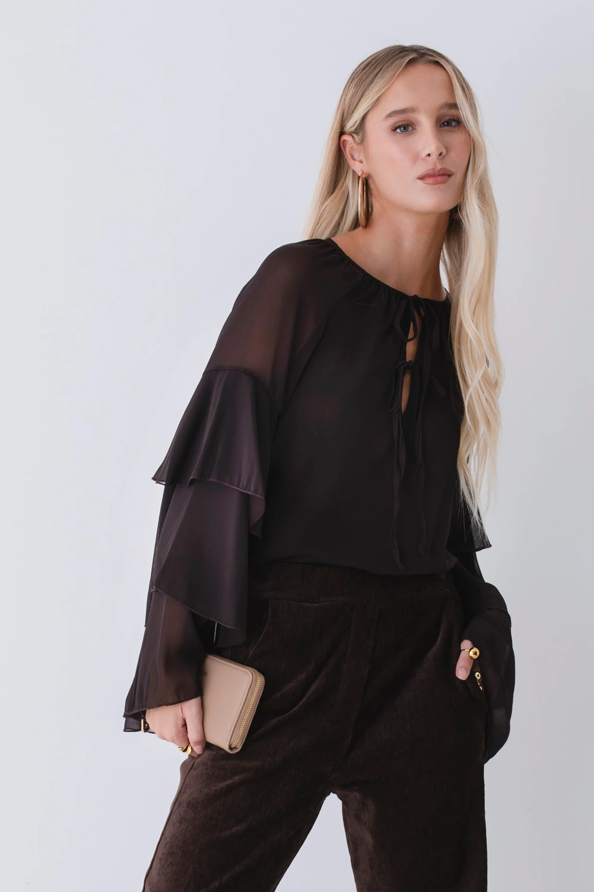 Blusa con balze in georgette - FW26 - Image 3