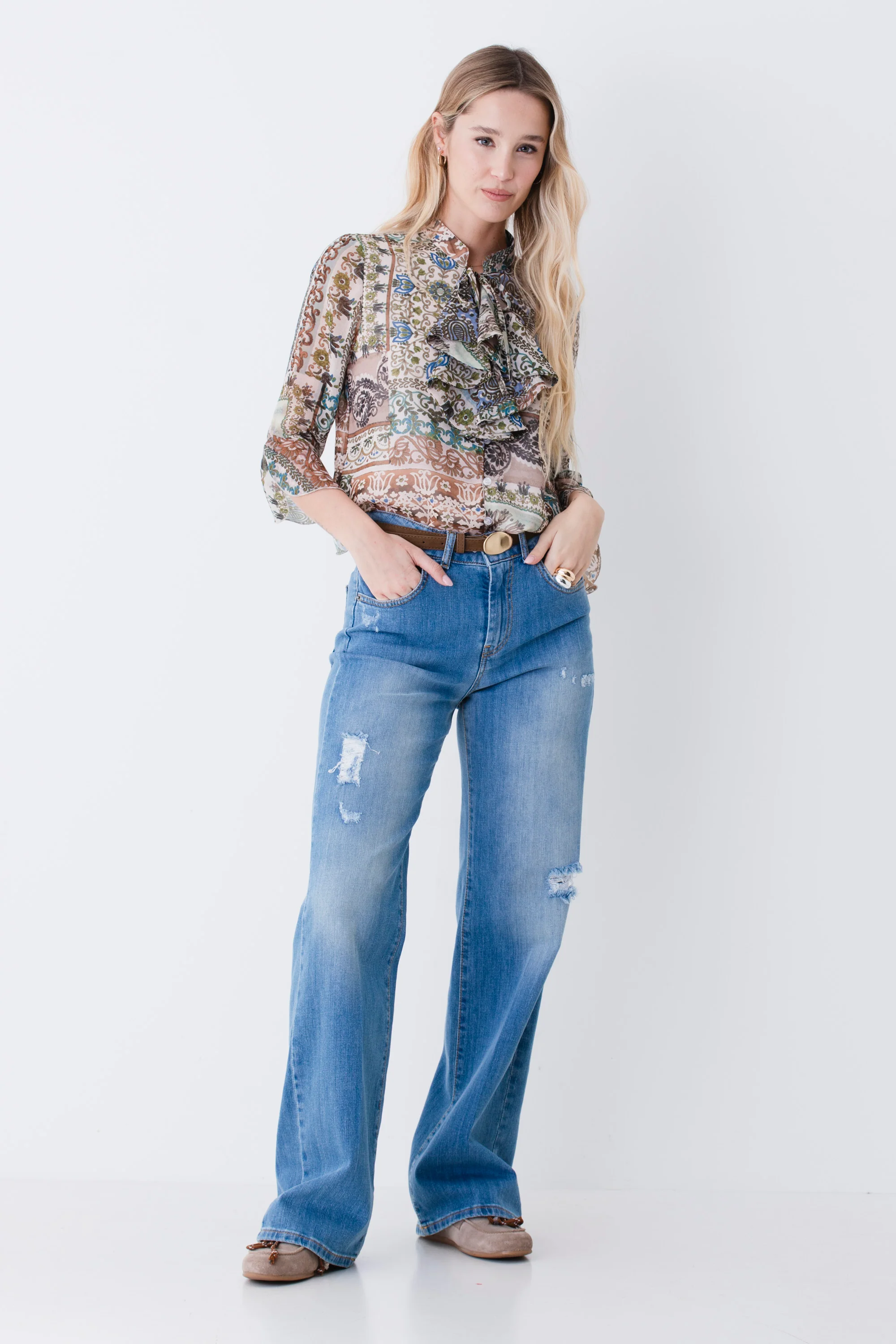 Blusa in georgette fantasia patchwork - PE26 - Image 3