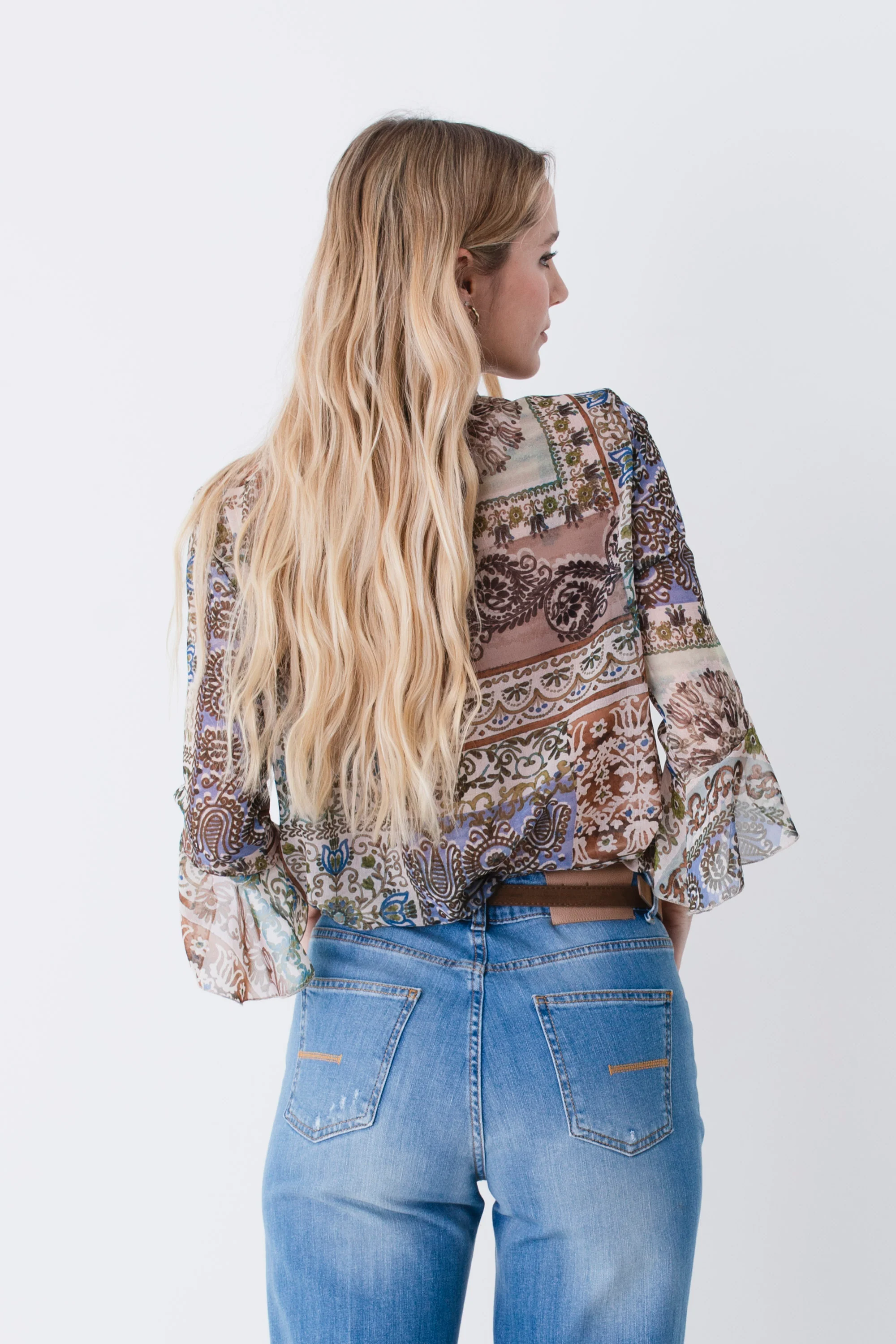 Blusa in georgette fantasia patchwork - PE26 - Image 4