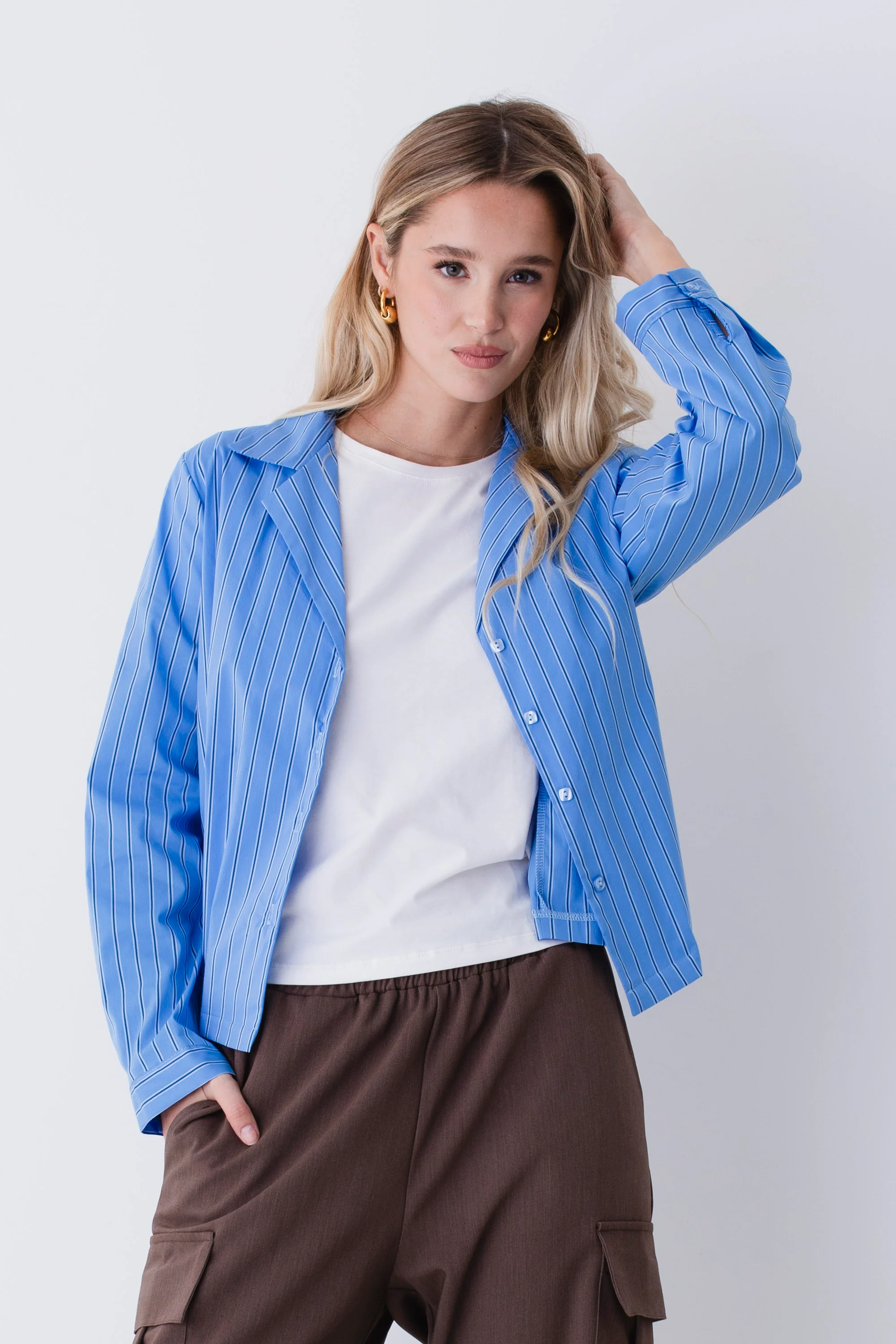 Camicia bacchettata in viscosa elasticizzata - FW26