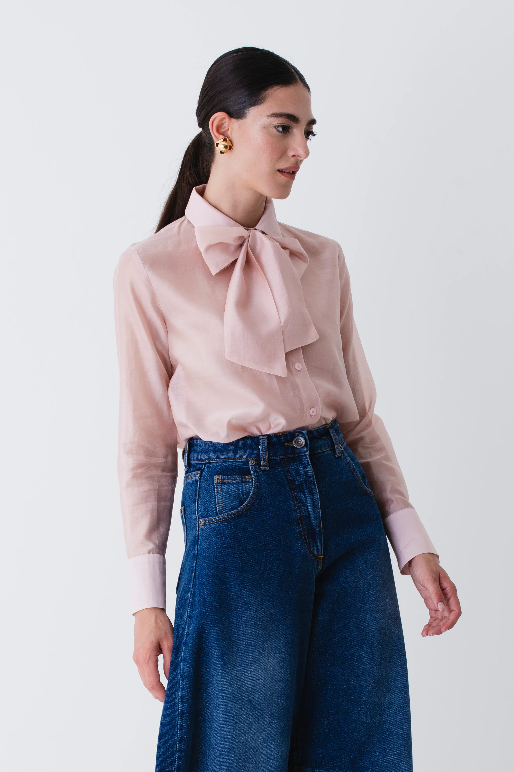 Camicia con fiocco in organza - FW26 - Image 4