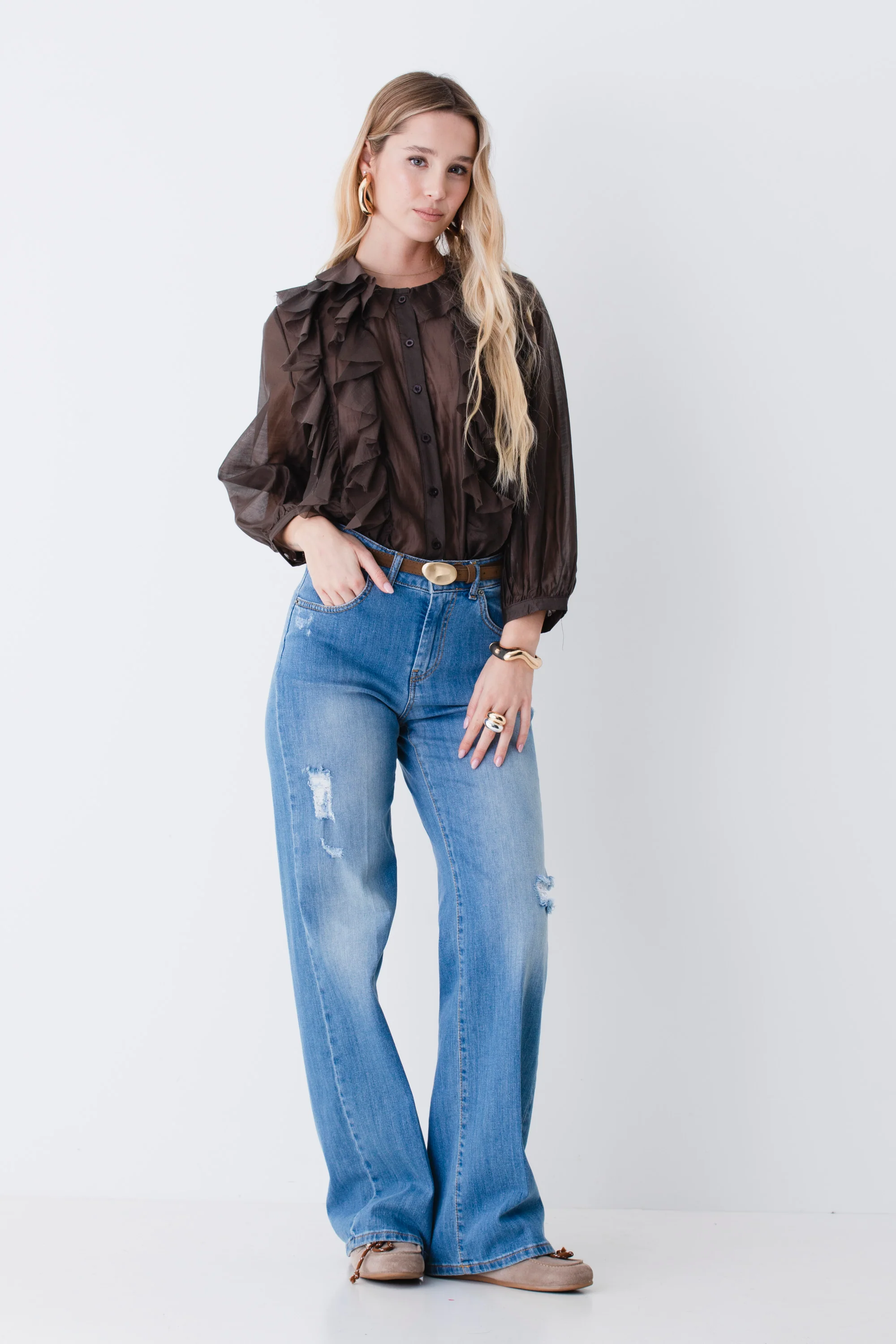 Camicia crop con rouches in tencel - PE26 - Image 3
