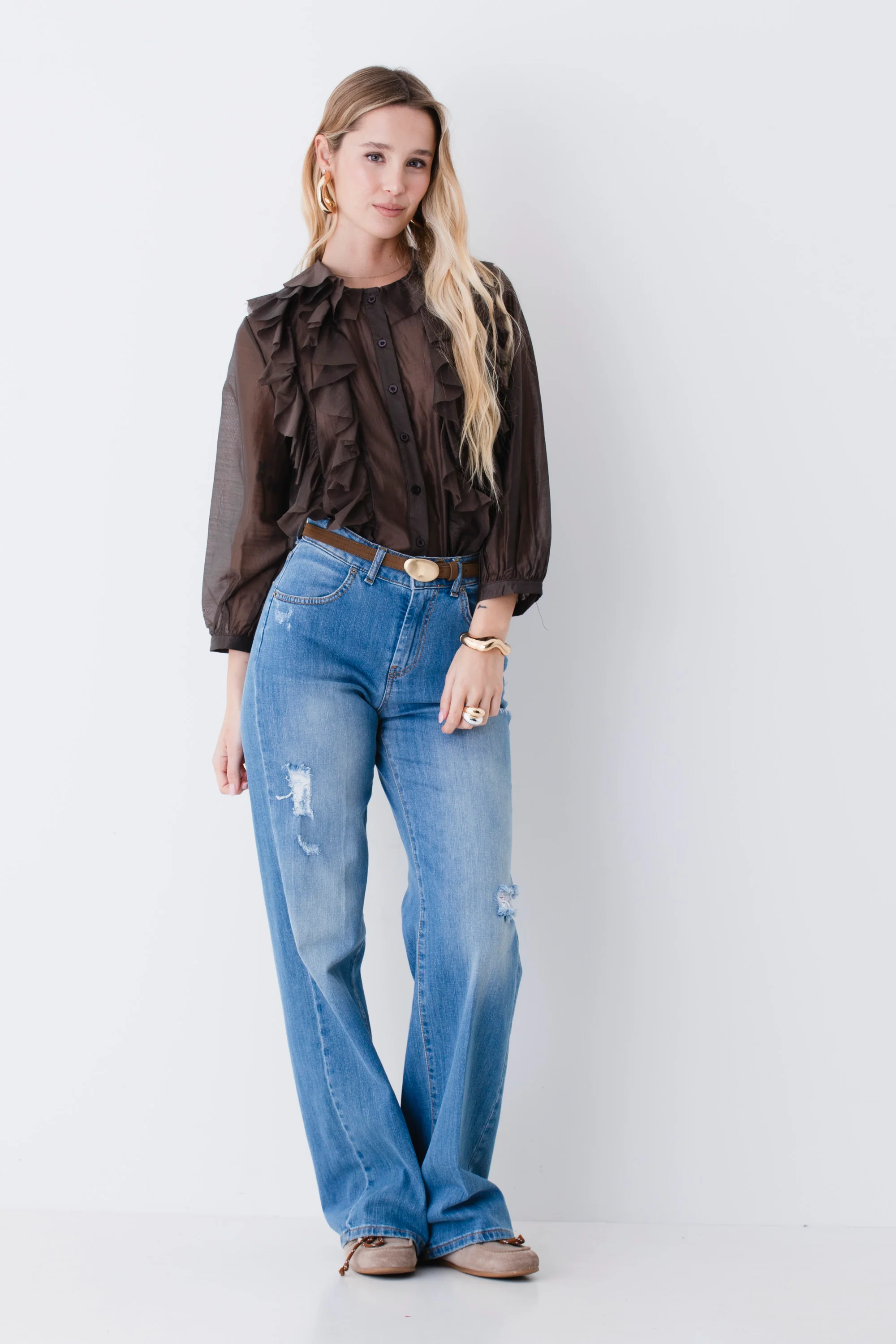 Camicia crop con rouches in tencel - PE26 - Image 4