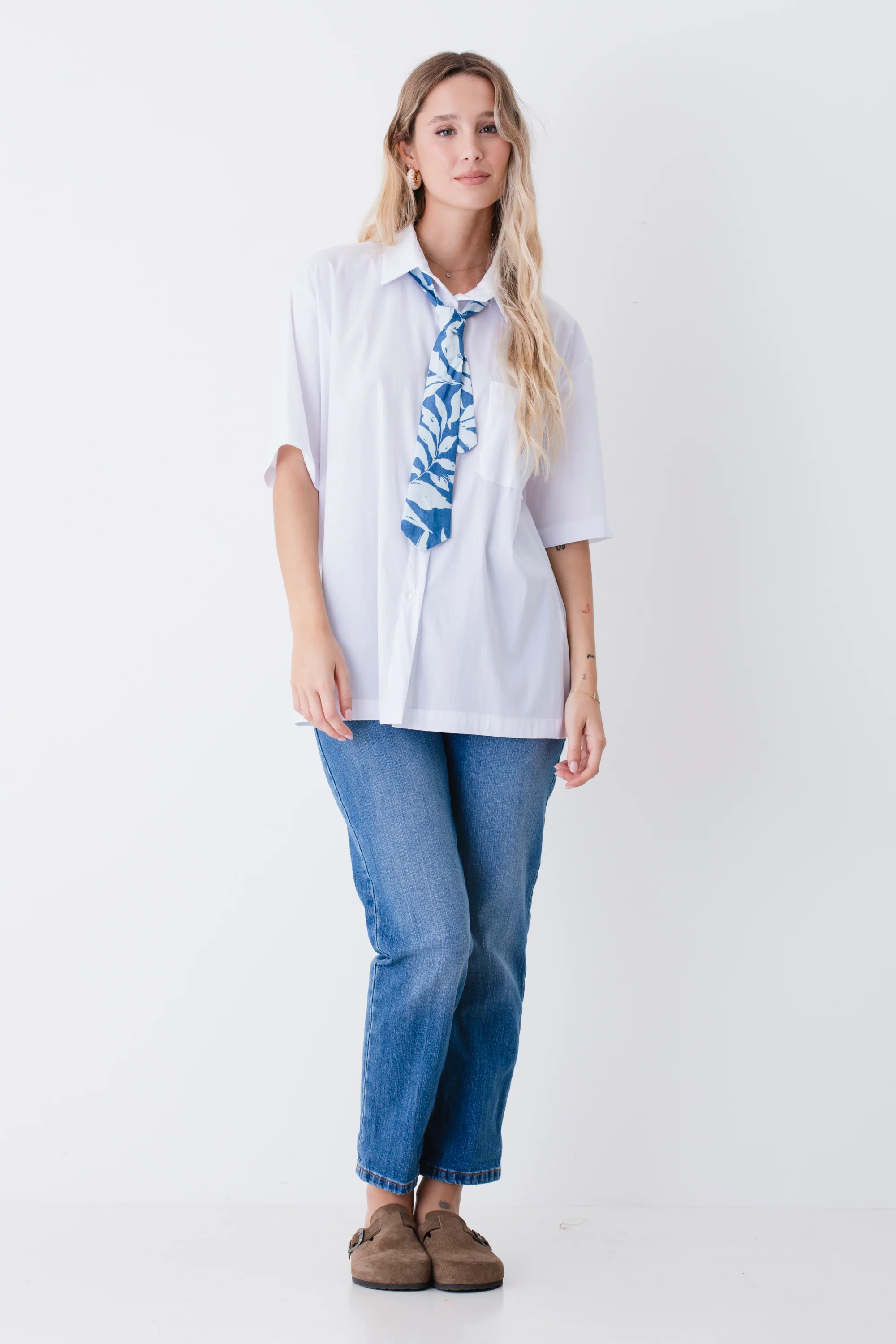 Camicia lunga a maniche corte con cravatta - PE26 - Image 5