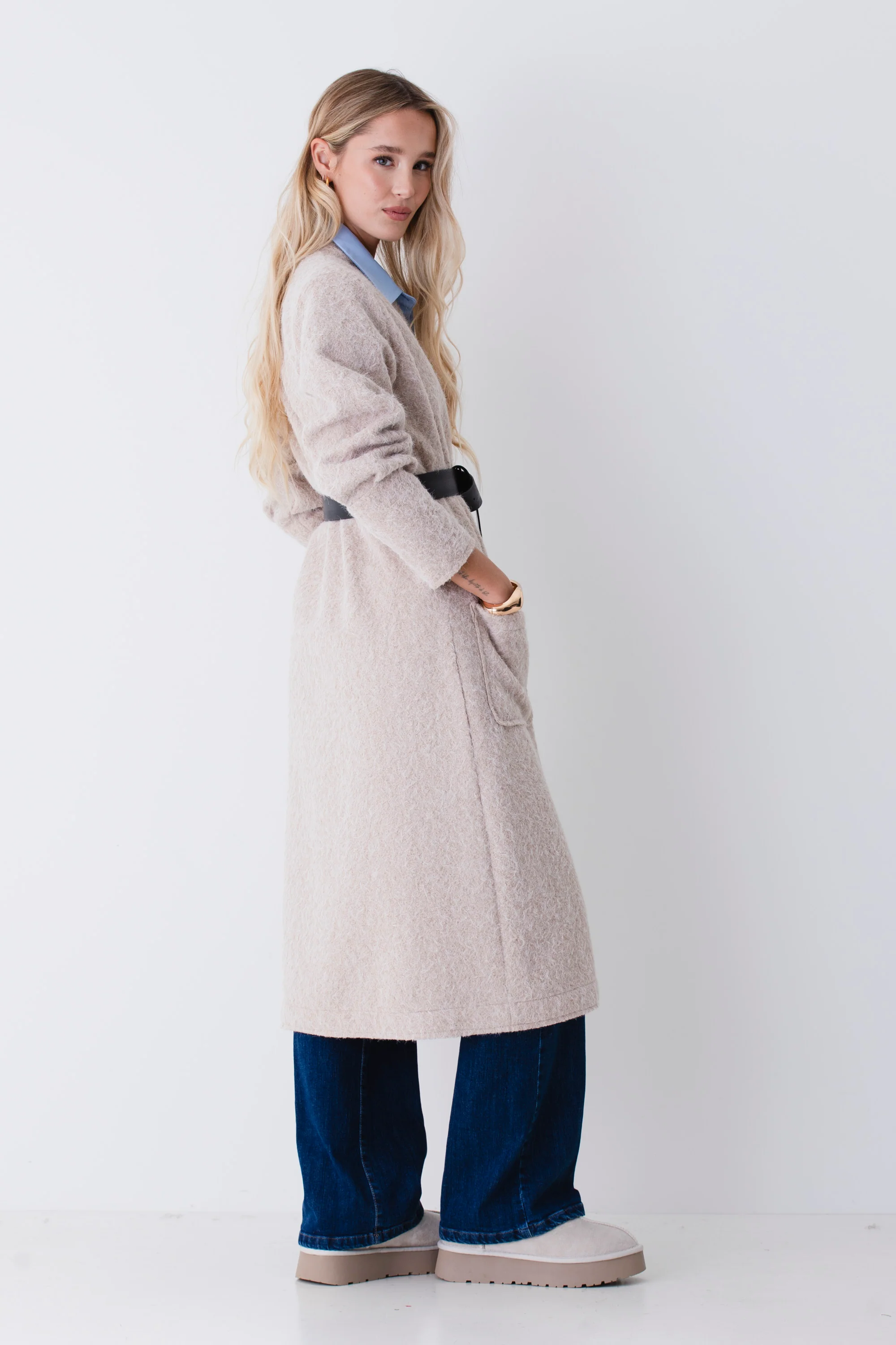 Cappotto lungo in tessuto effetto lana cotta - FW26 - Image 4