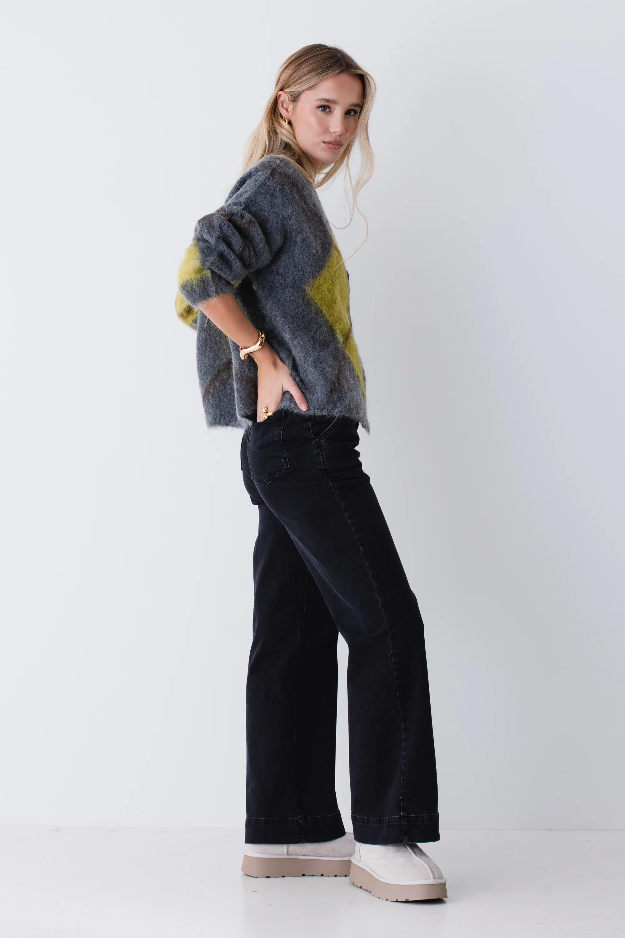 Cardigan in misto mohair a quadri - FW26 - Image 5