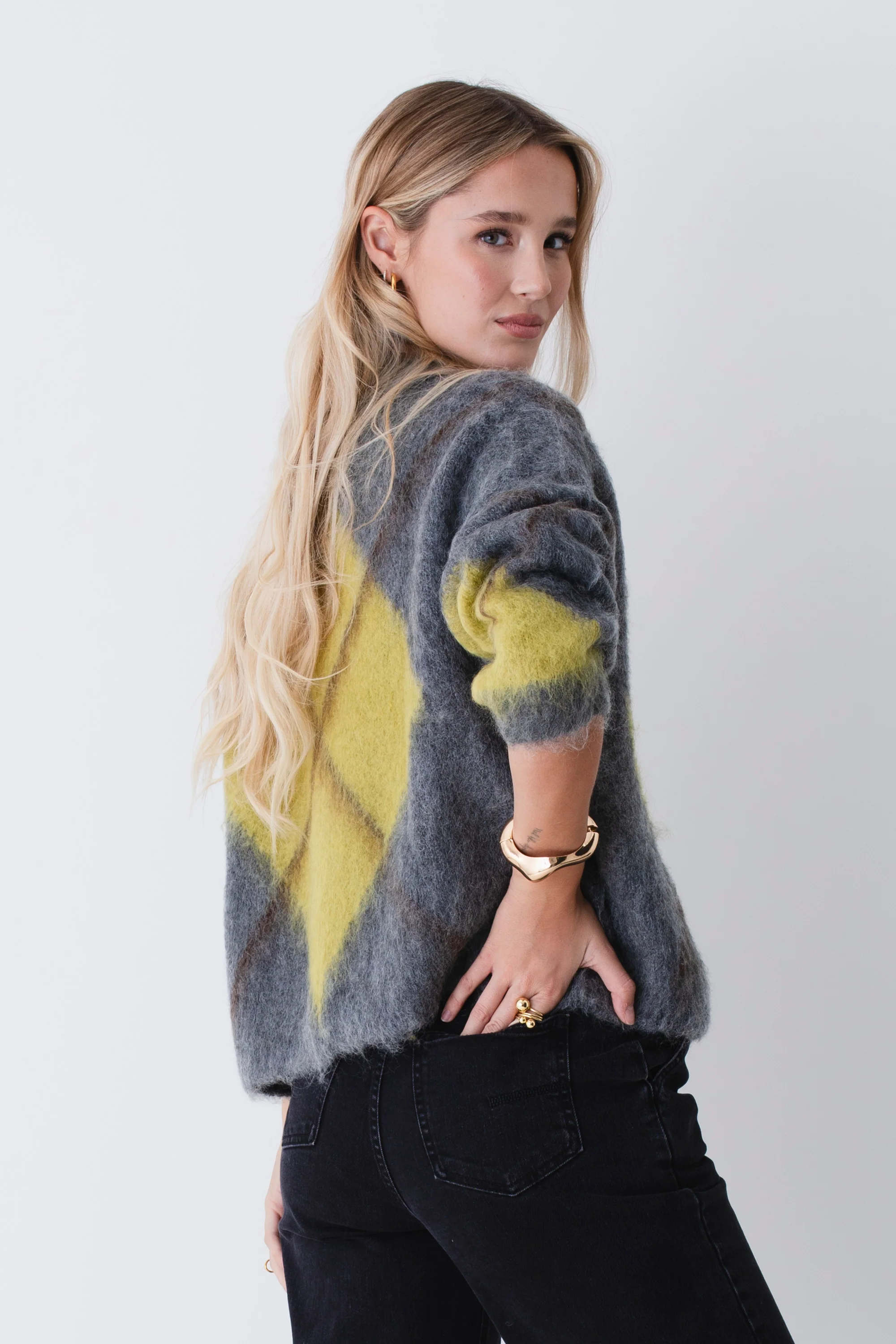 Cardigan in misto mohair a quadri - FW26 - Image 6