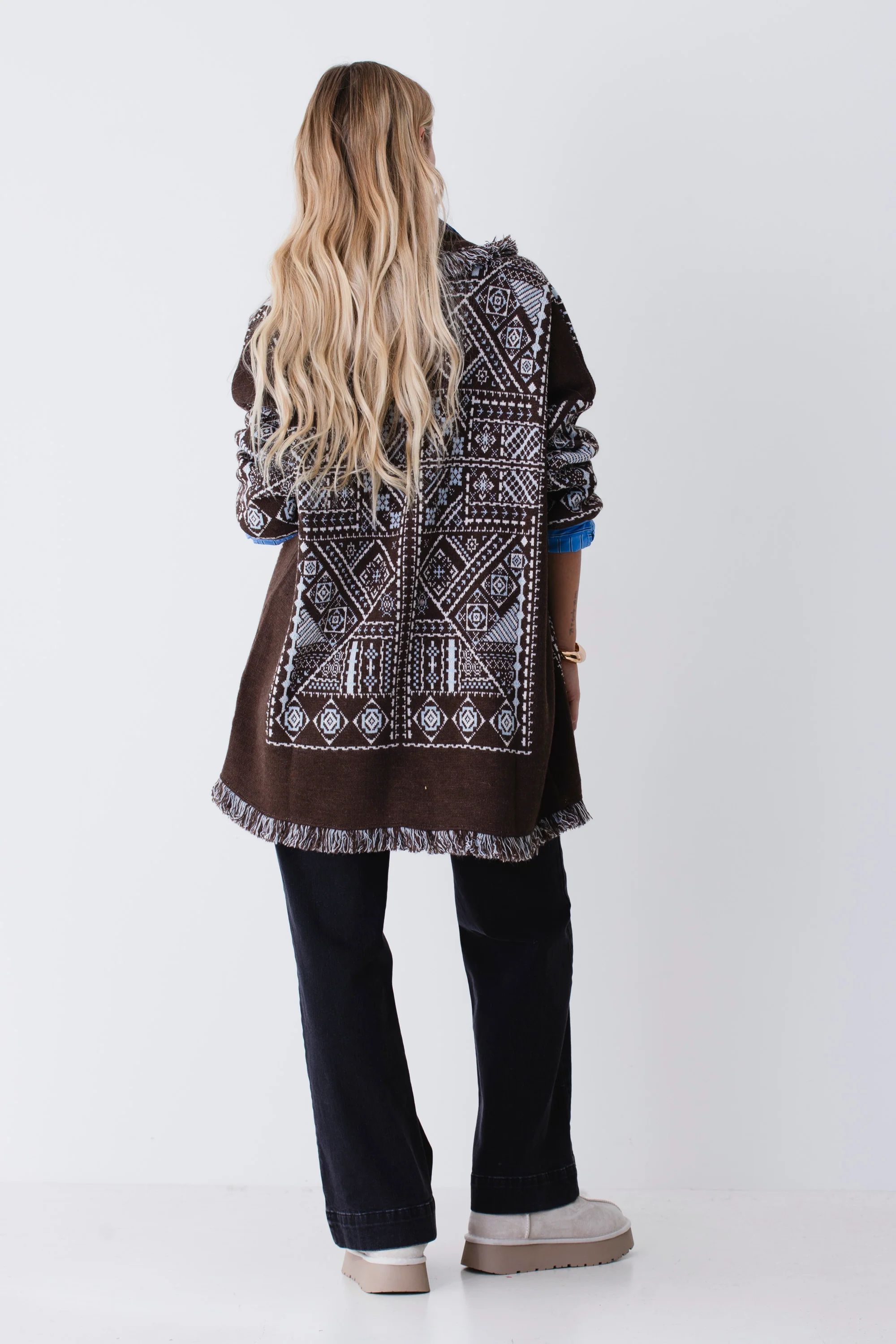 Cardigan lungo in misto lana fantasia etnica - FW26 - Image 6