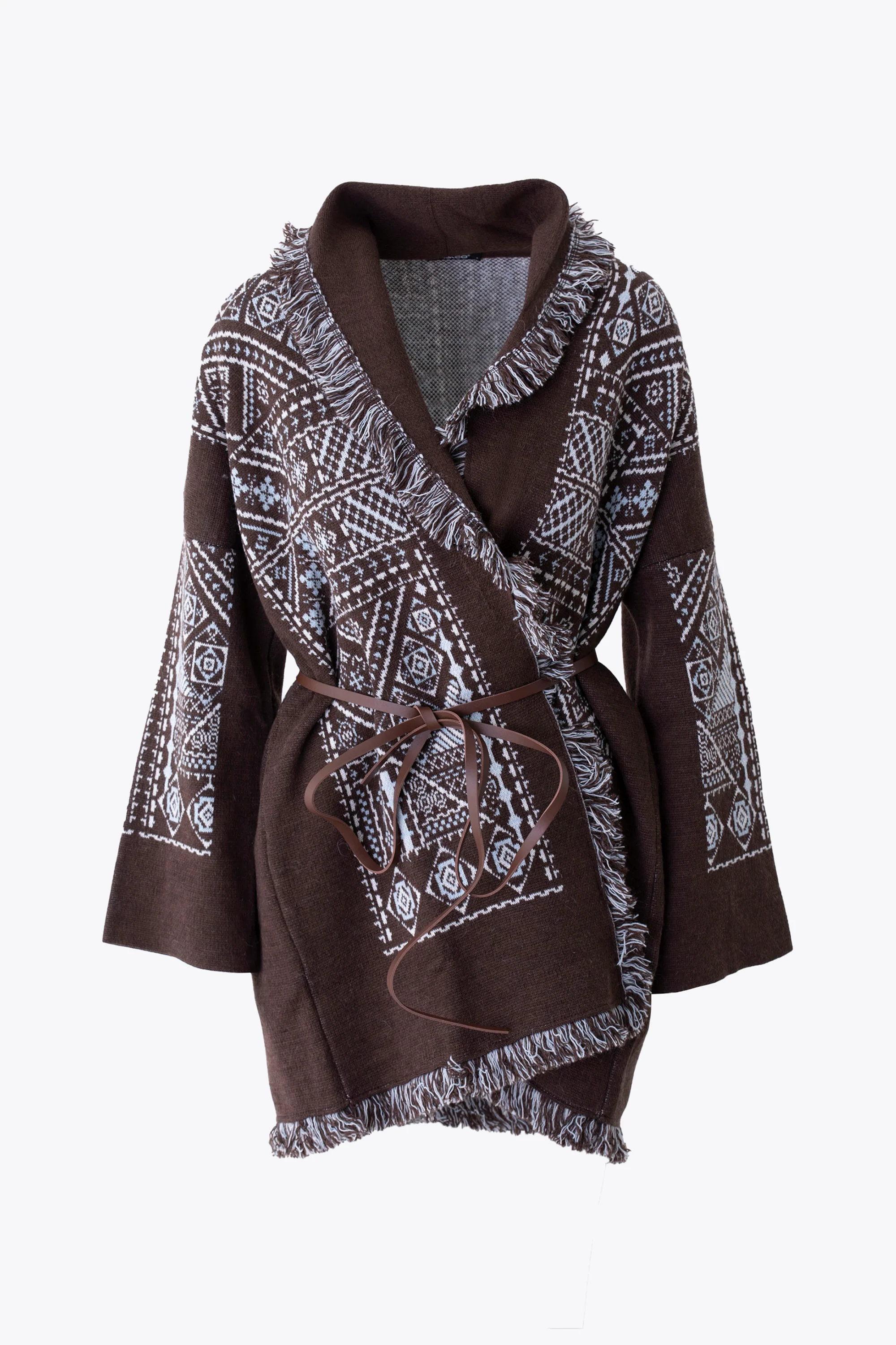 Cardigan lungo in misto lana fantasia etnica - FW26 - Image 7