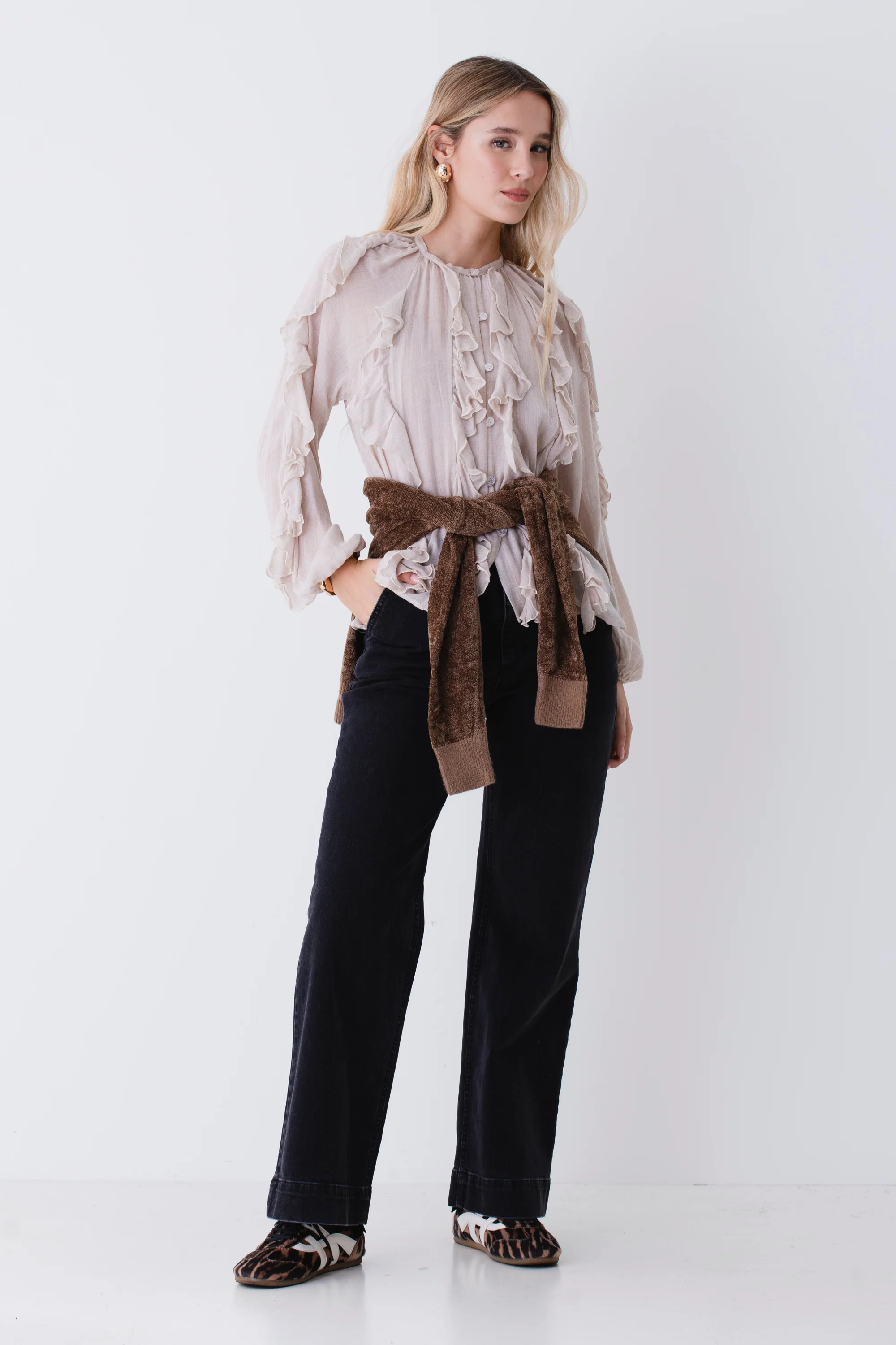 Casacca con rouches in garza di lana - FW26 - Image 3