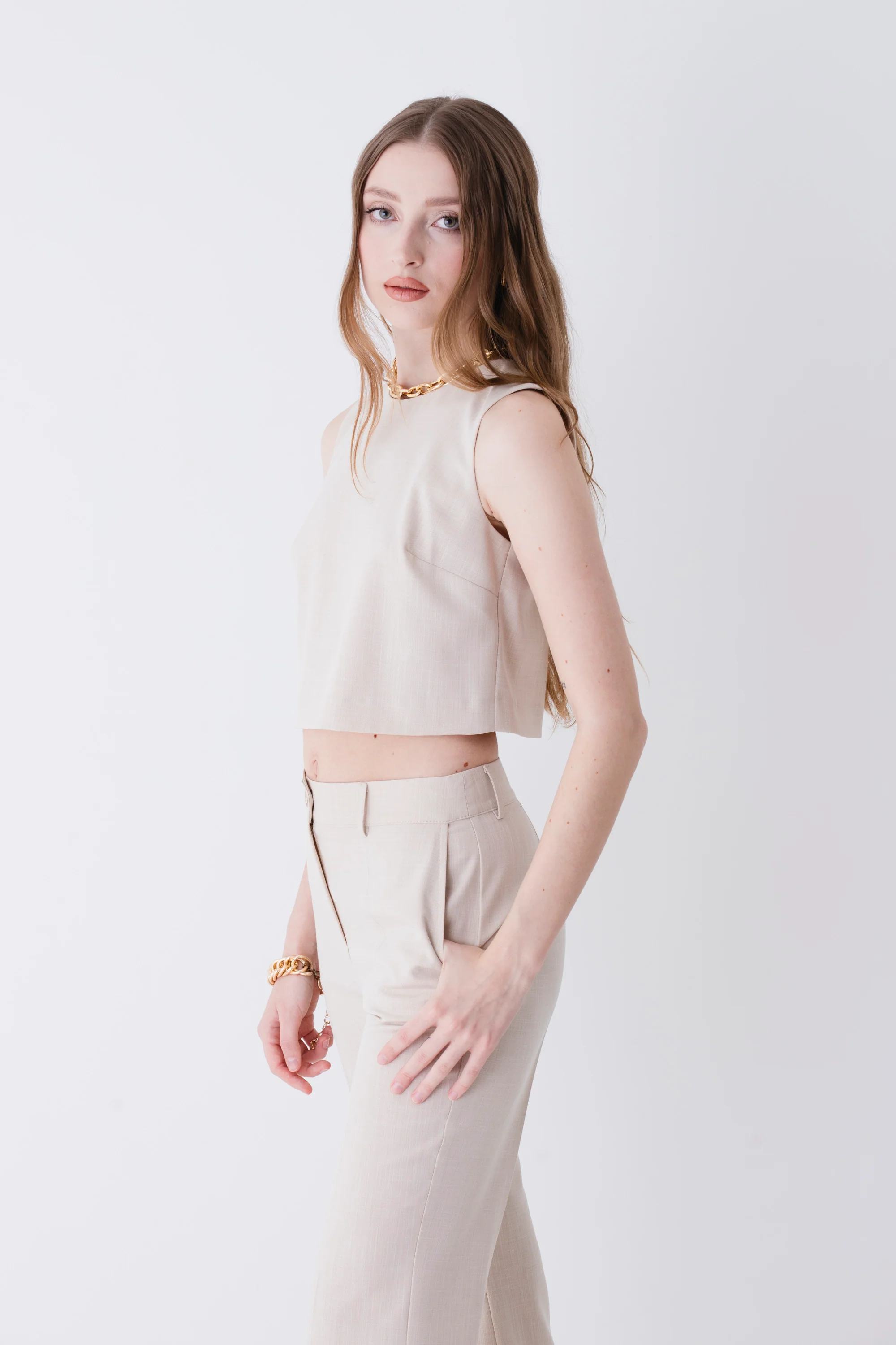 Crop top in grisaglia - PE25 - Image 2
