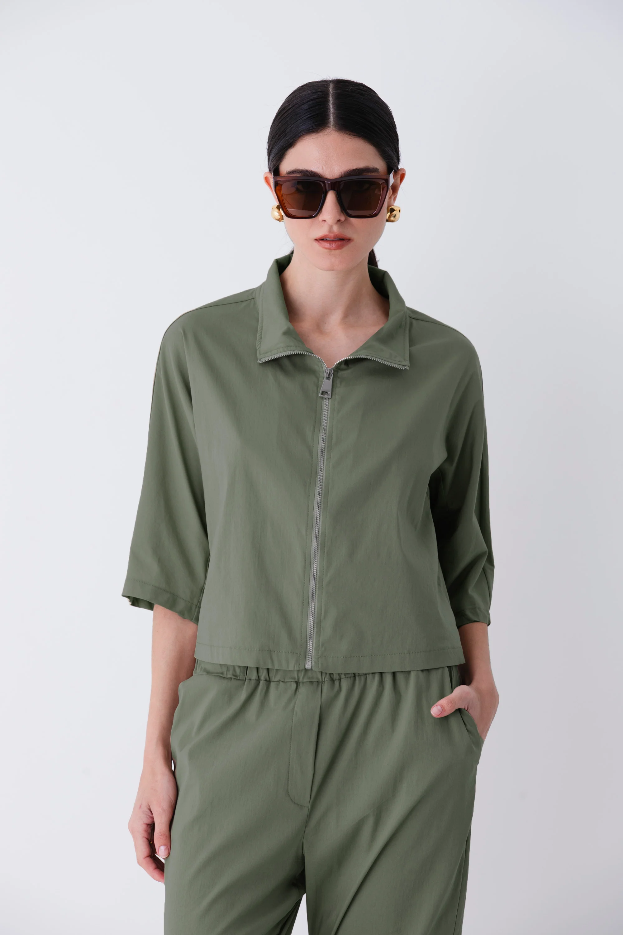 Giacca con cerniera in cotone elasticizzato - PE25