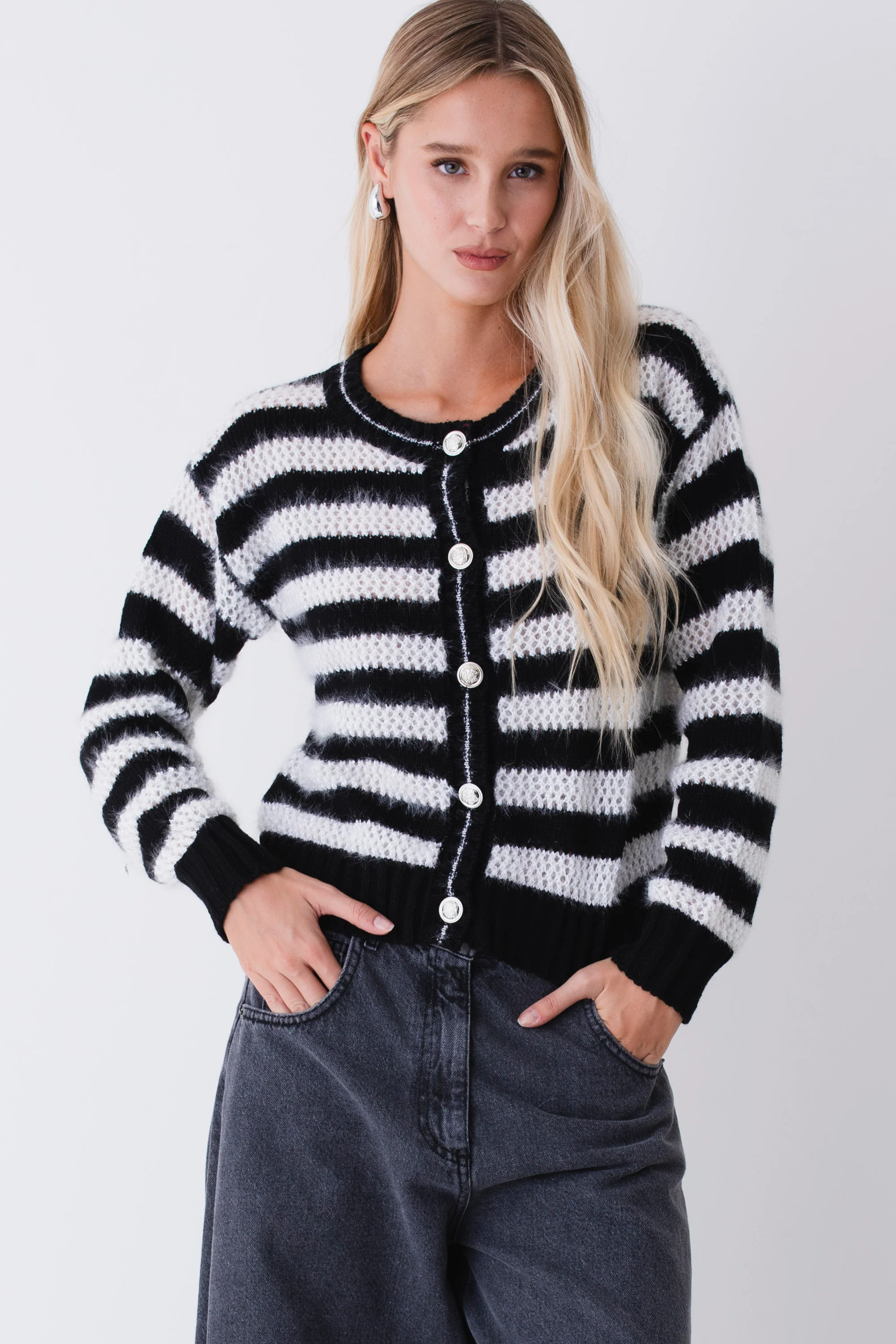 Giacca in misto lana a righe orizzontali - FW26 - Image 2