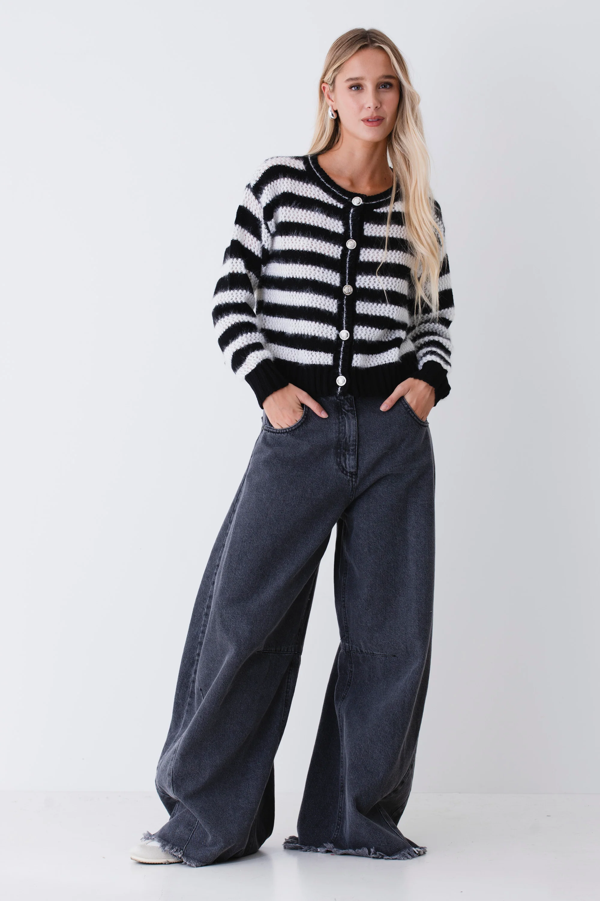 Giacca in misto lana a righe orizzontali - FW26 - Image 4