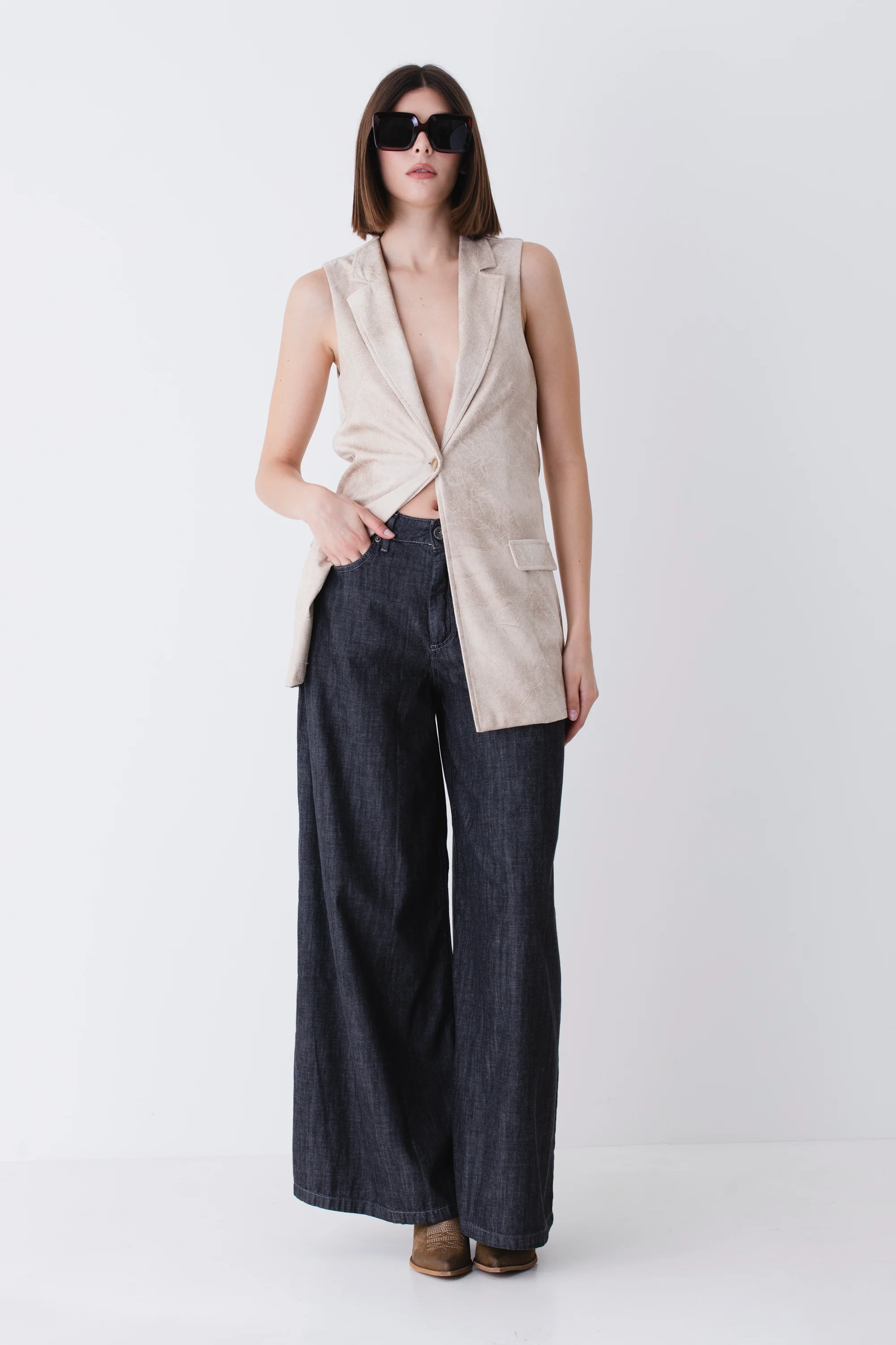 Gilet lungo in similpelle vintage - PE25 - Image 3