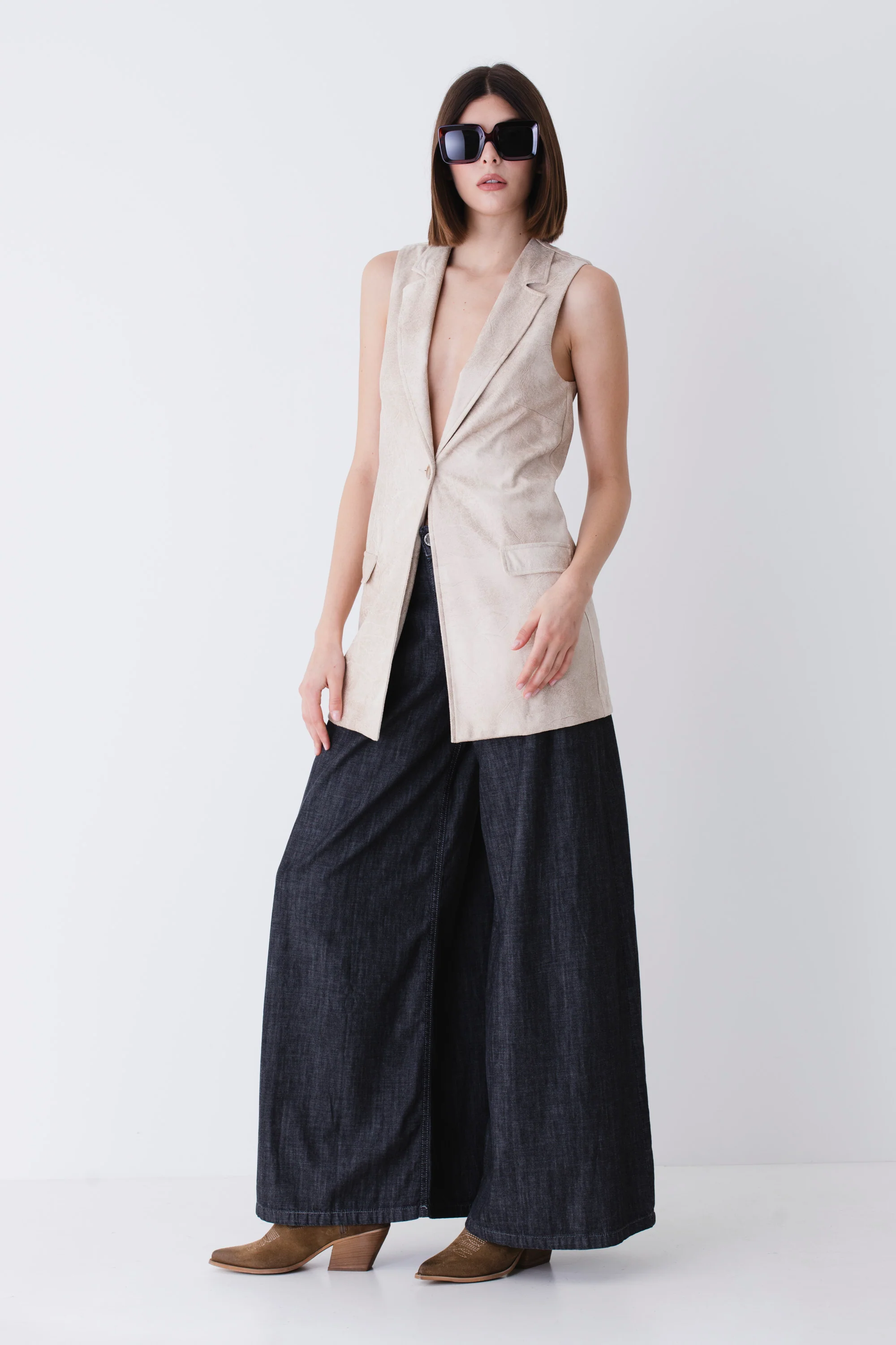 Gilet lungo in similpelle vintage - PE25 - Image 4