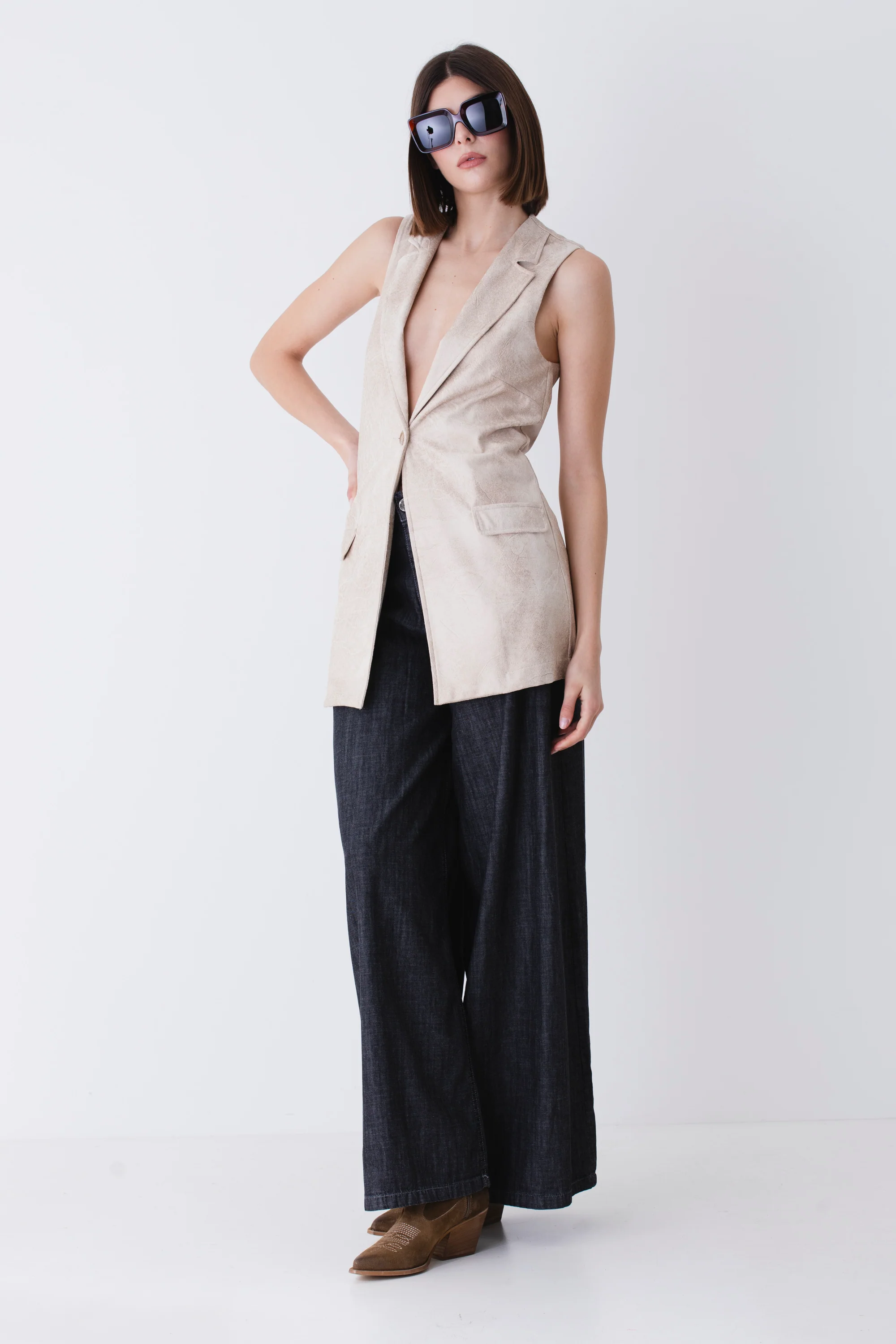 Gilet lungo in similpelle vintage - PE25 - Image 5