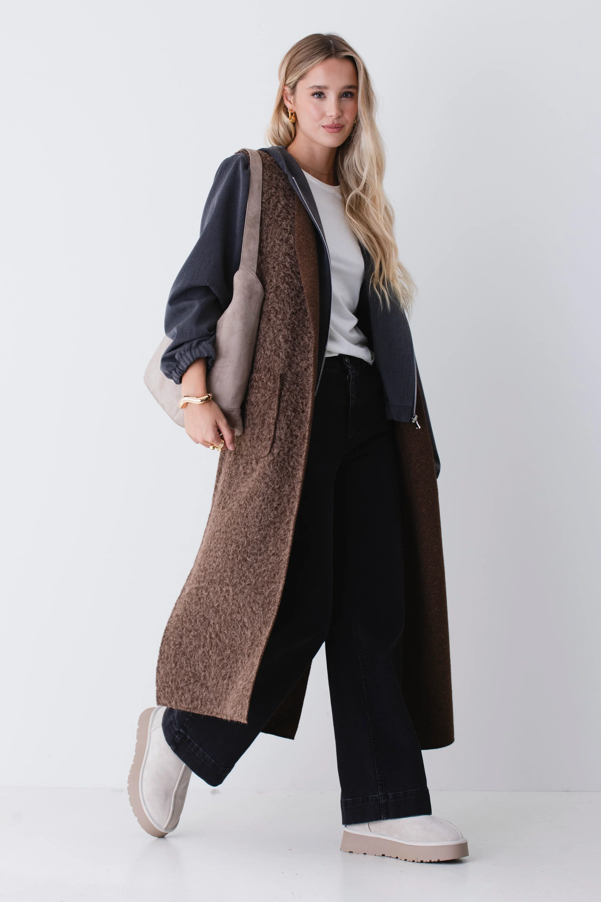 Gilet lungo in tessuto effetto lana cotta - FW26 - Image 2