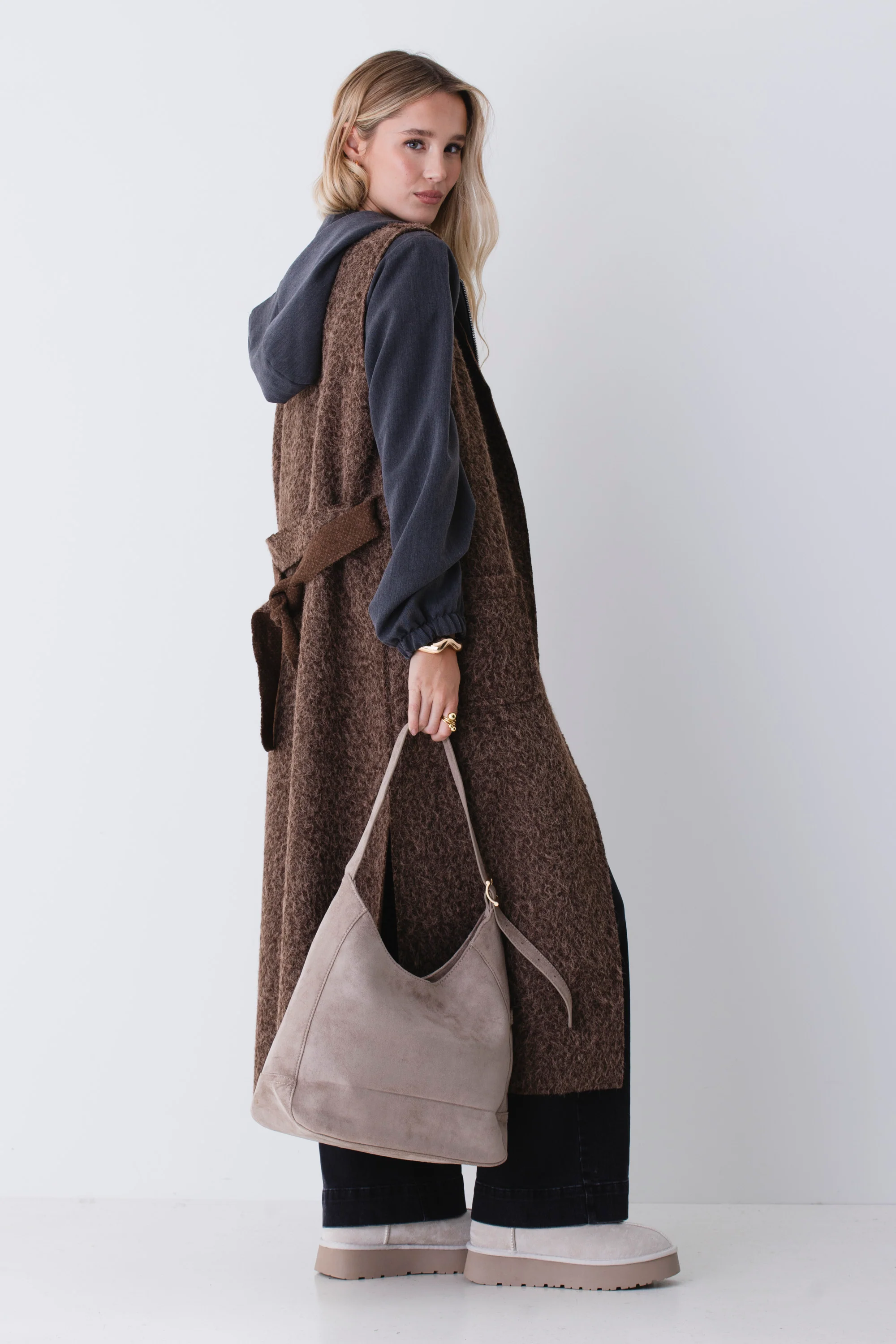 Gilet lungo in tessuto effetto lana cotta - FW26 - Image 3