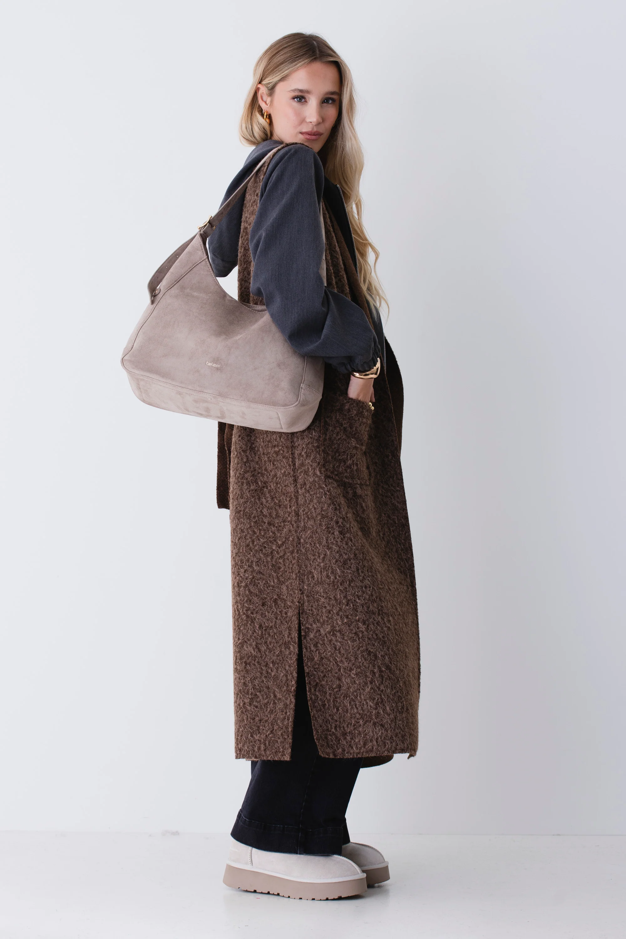 Gilet lungo in tessuto effetto lana cotta - FW26 - Image 5