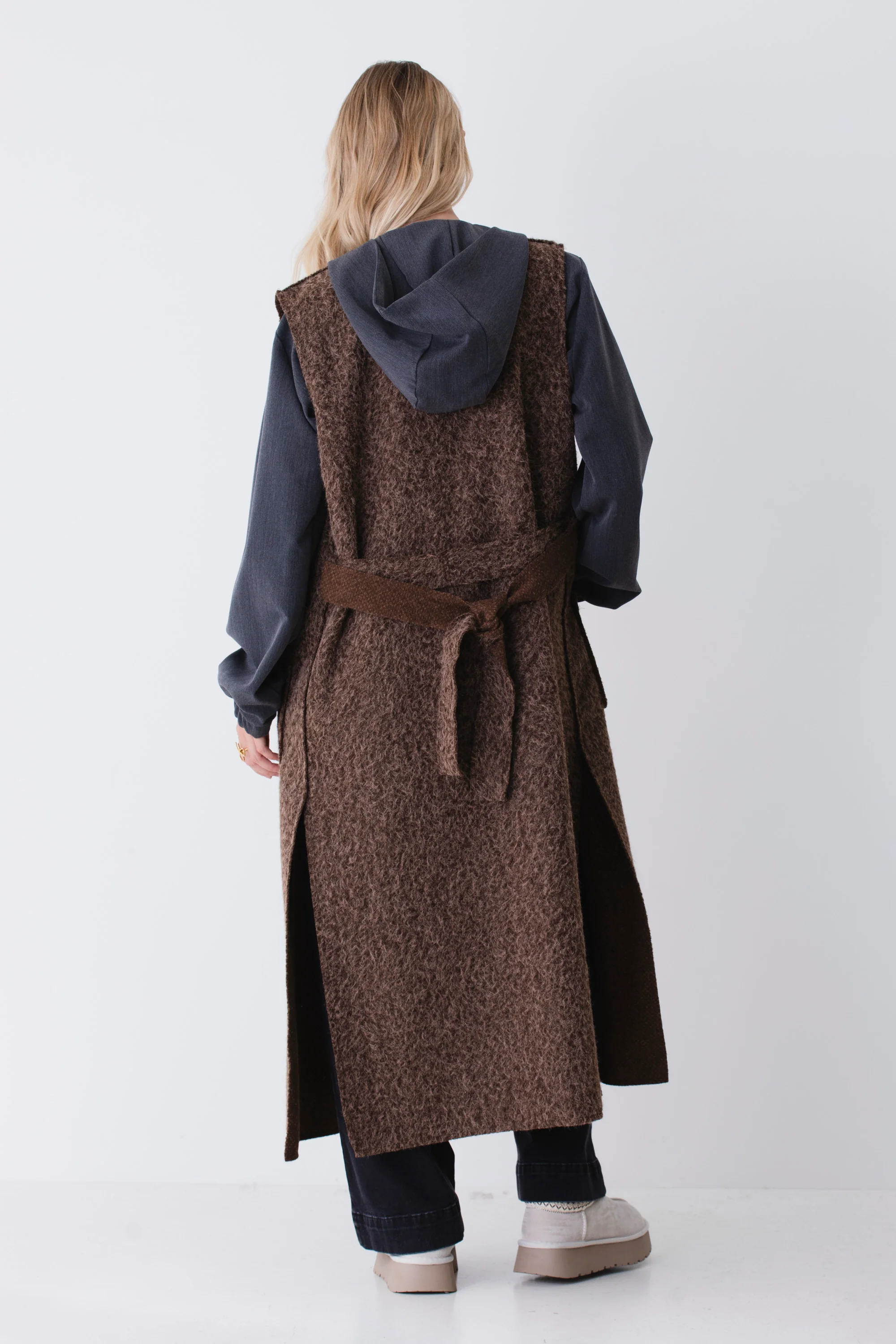 Gilet lungo in tessuto effetto lana cotta - FW26 - Image 6