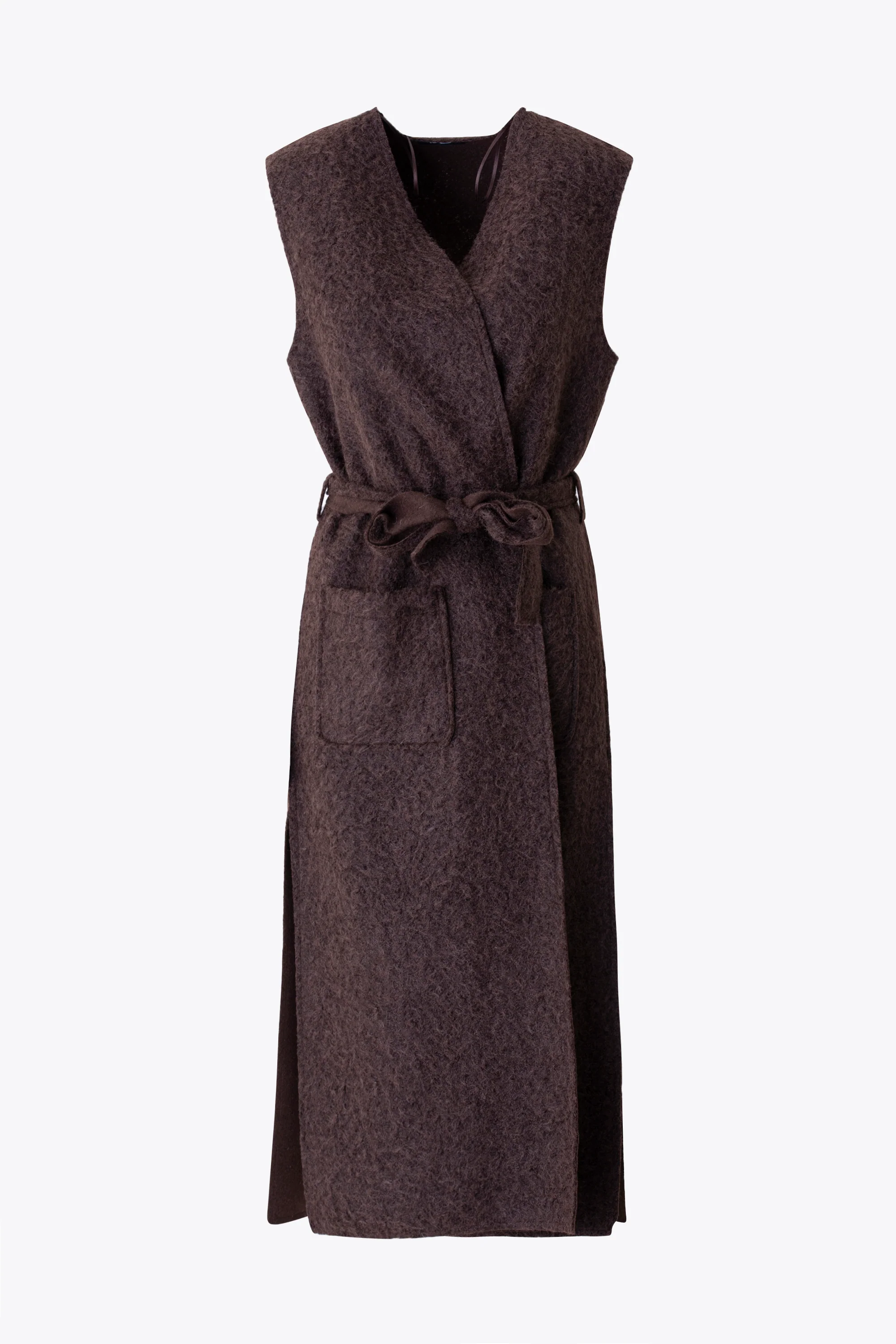 Gilet lungo in tessuto effetto lana cotta - FW26 - Image 8