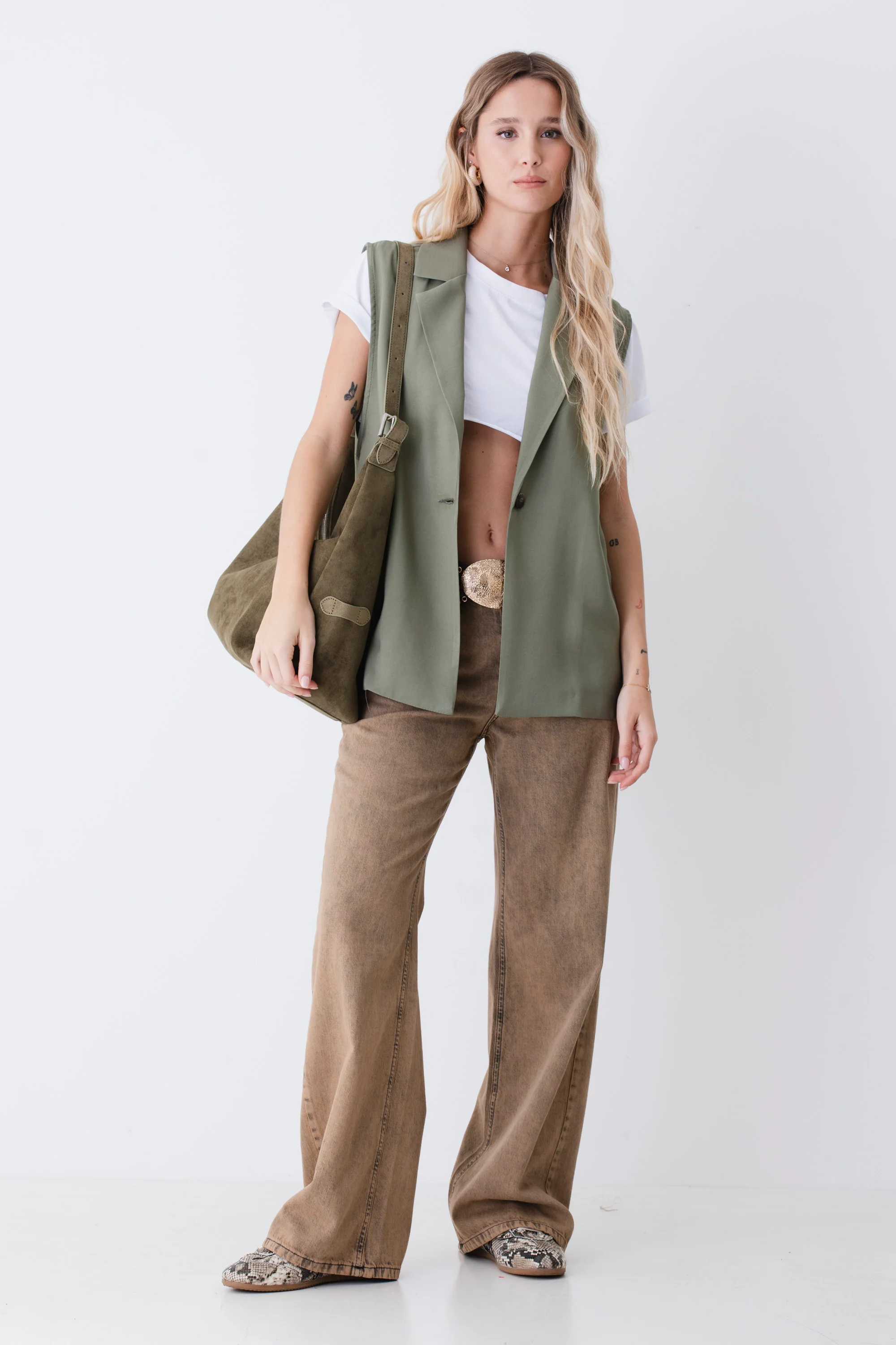 Gilet lungo ad un petto in viscosa - PE26 - Image 3