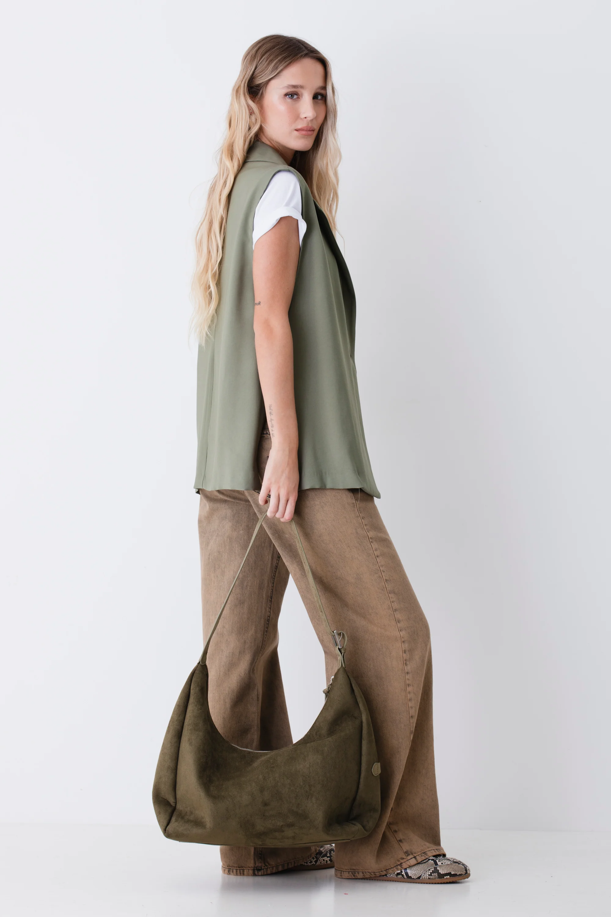 Gilet lungo ad un petto in viscosa - PE26 - Image 4
