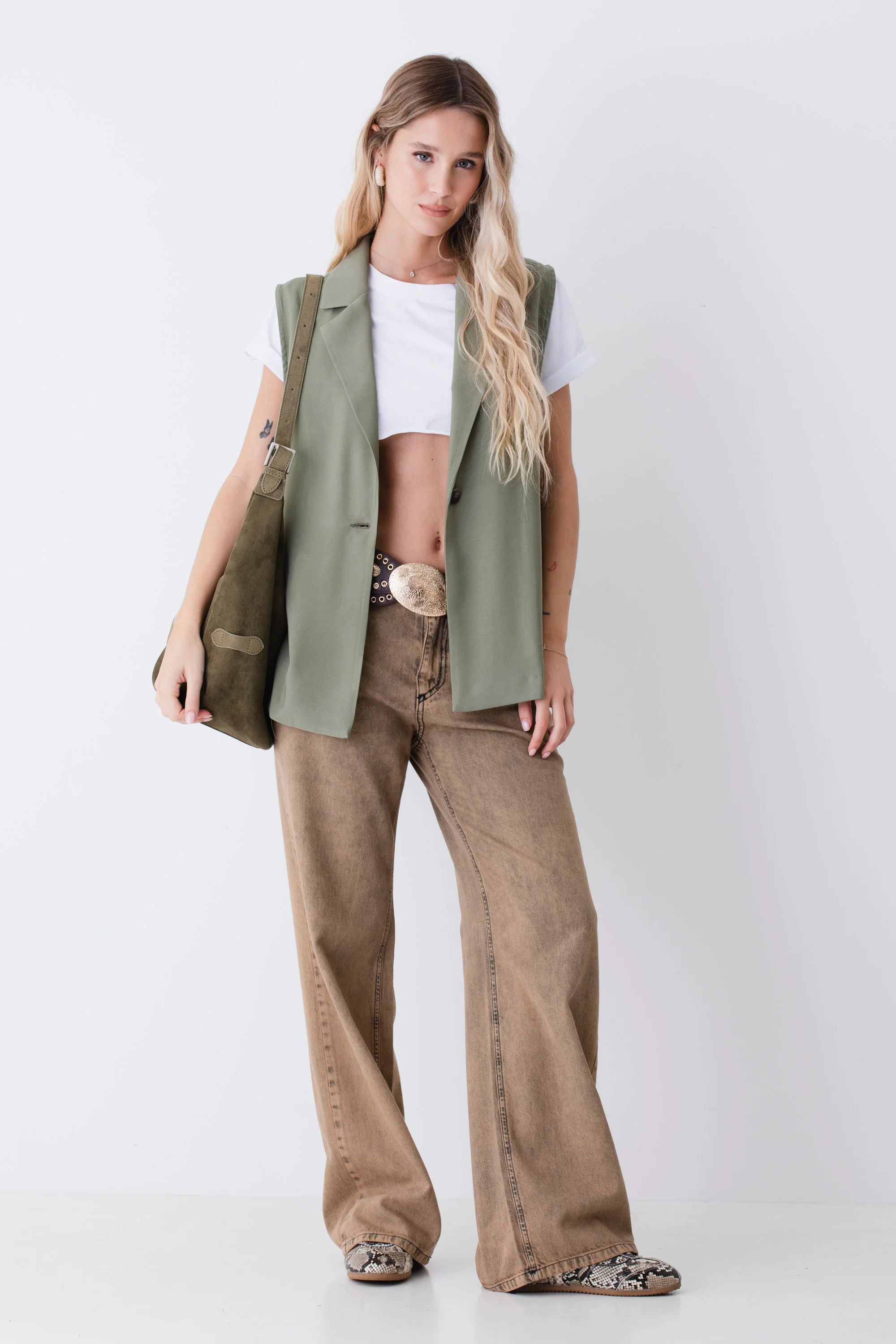 Gilet lungo ad un petto in viscosa - PE26 - Image 6