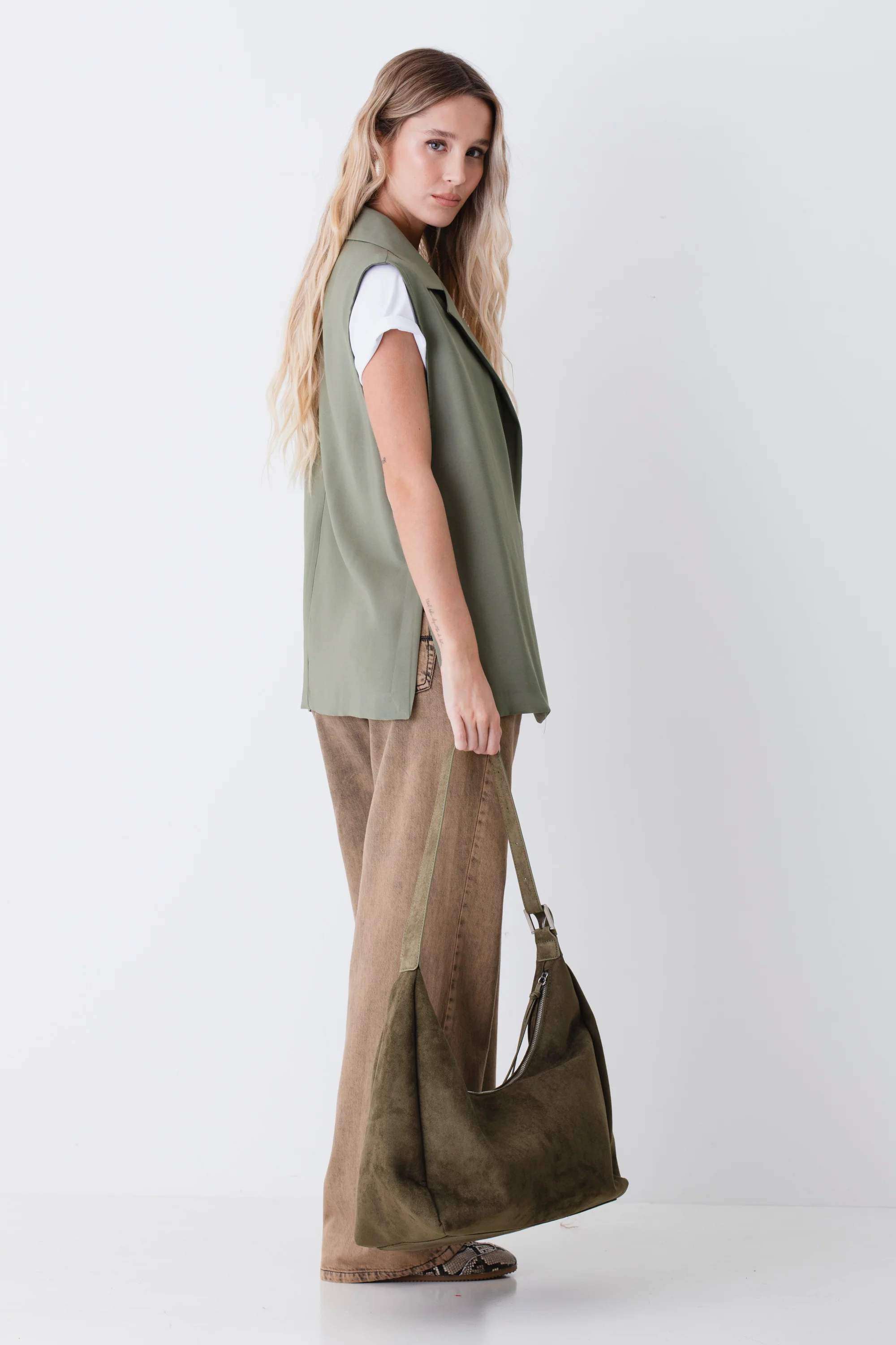 Gilet lungo ad un petto in viscosa - PE26 - Image 7