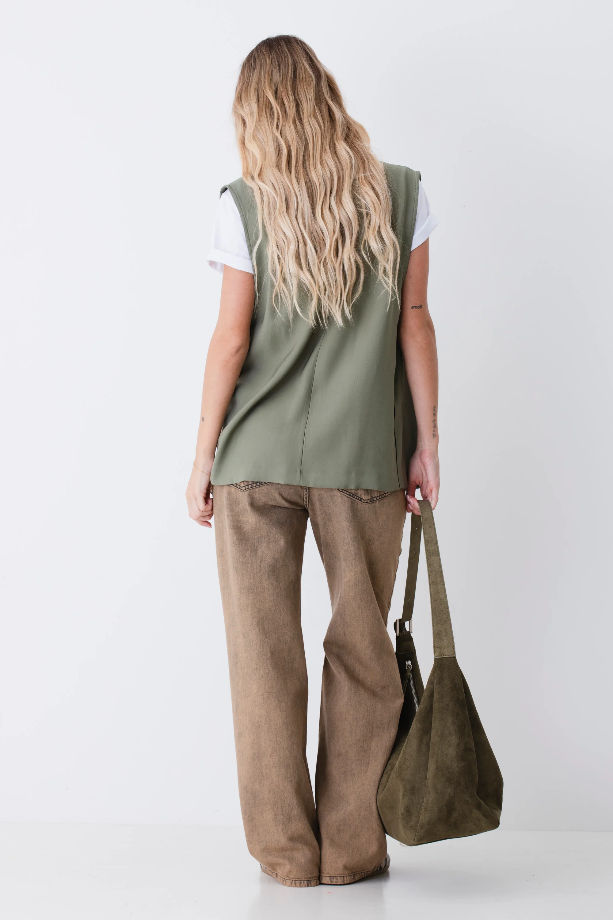 Gilet lungo ad un petto in viscosa - PE26 - Image 8