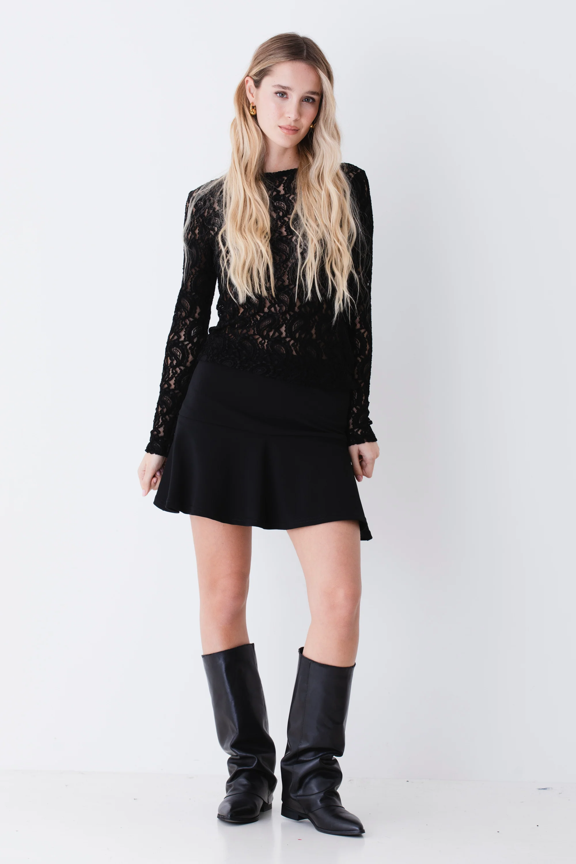 Gonna corta in scuba crepe con balza - FW26 - Image 2