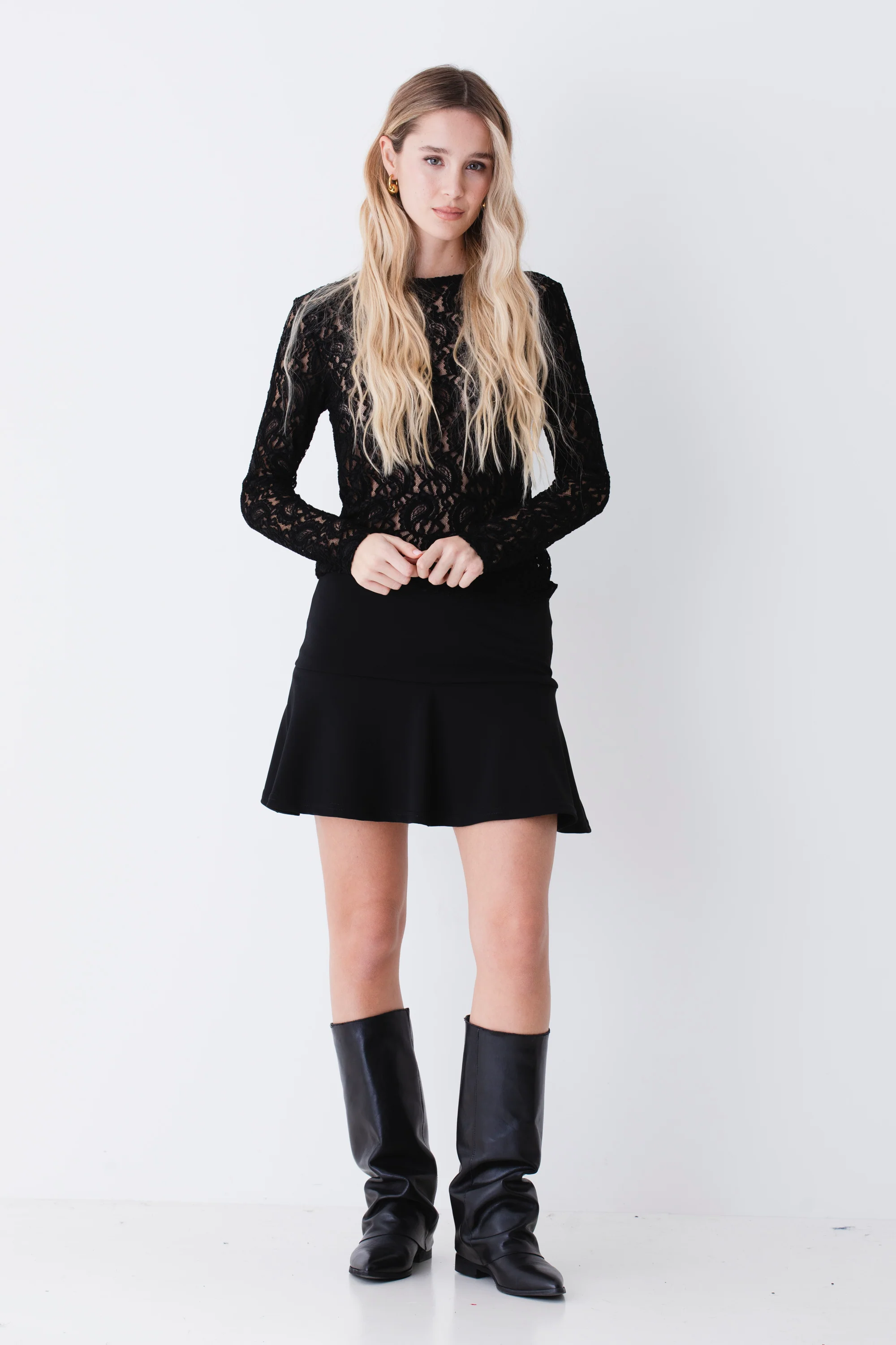 Gonna corta in scuba crepe con balza - FW26 - Image 3