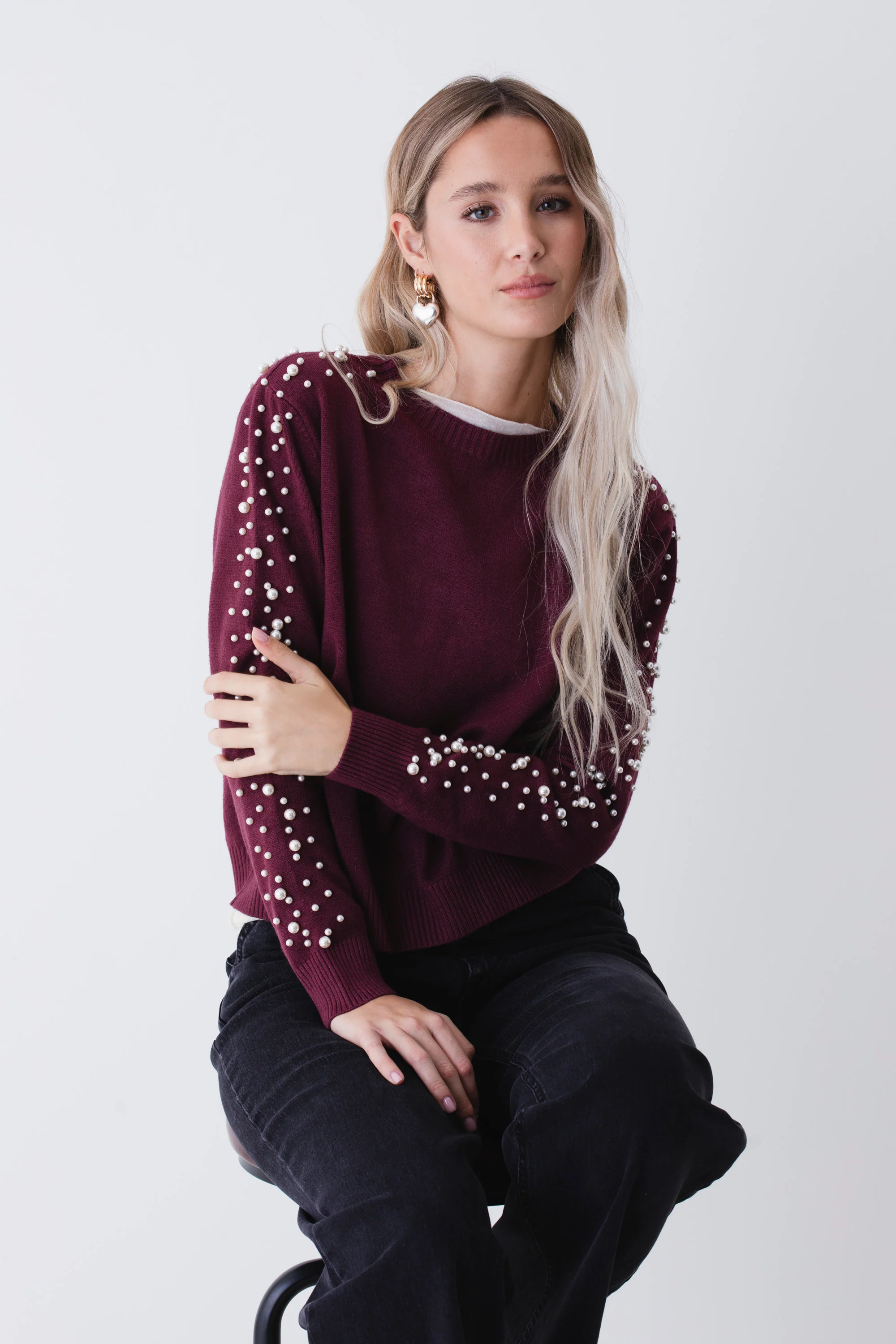 Maglia con perle sulle maniche - FW26