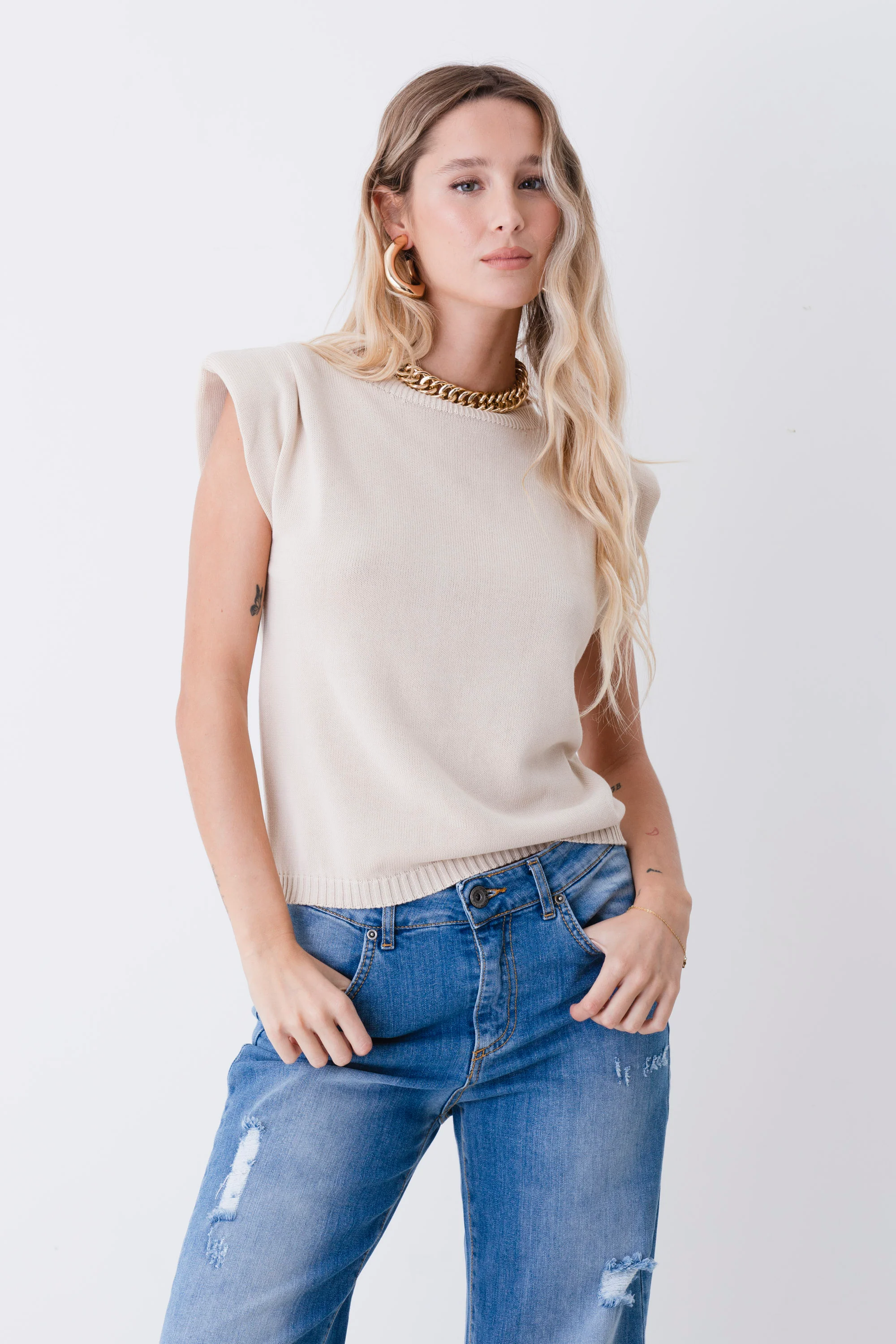 Maglia in cotone con spalline - PE26