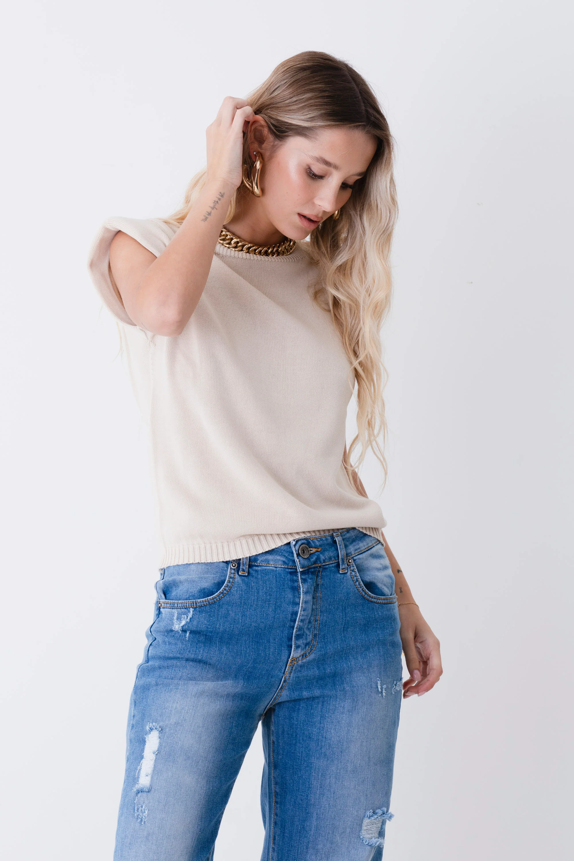 Maglia in cotone con spalline - PE26 - Image 2