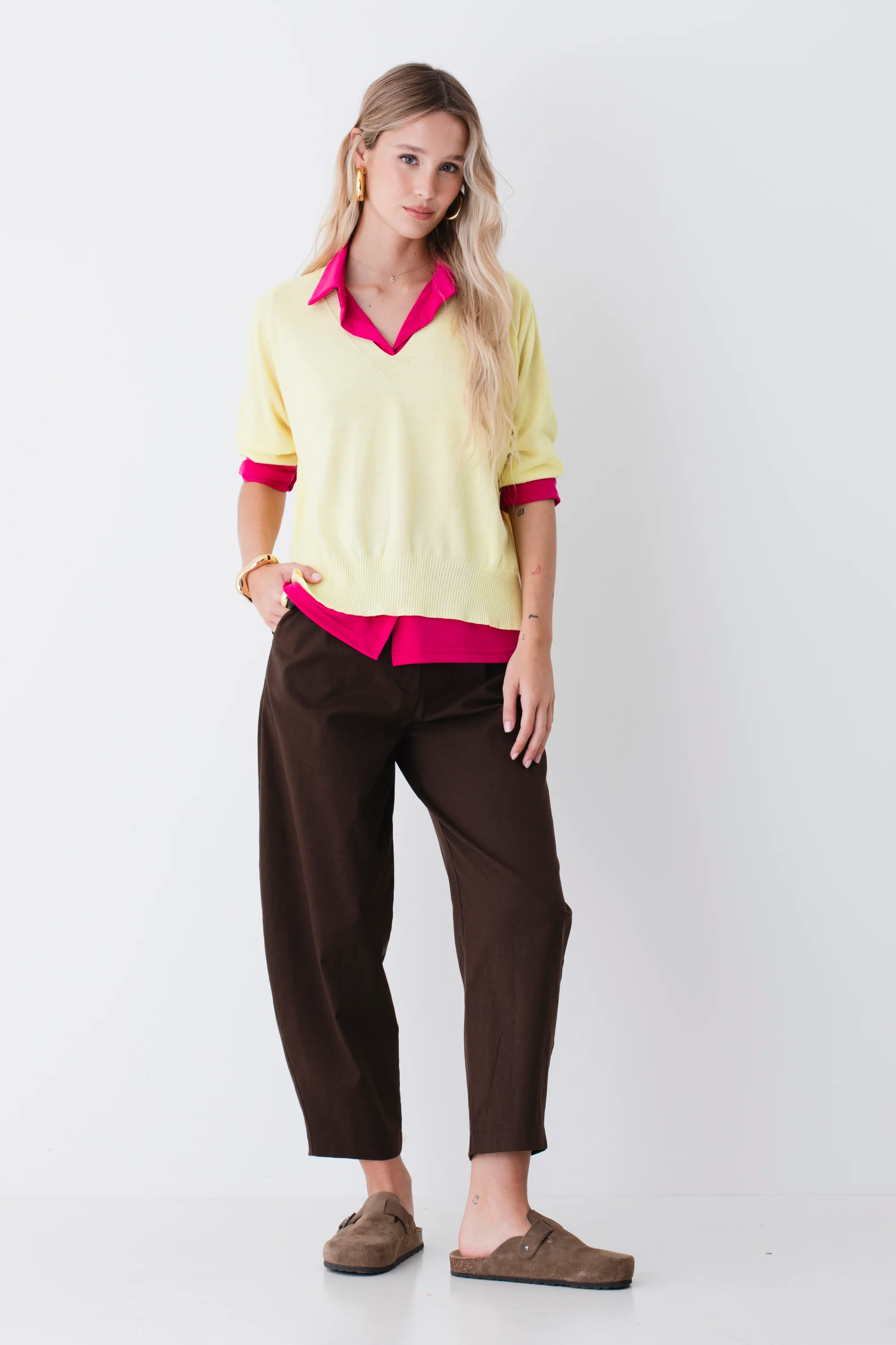Maglia scollo a V in misto viscosa - PE26