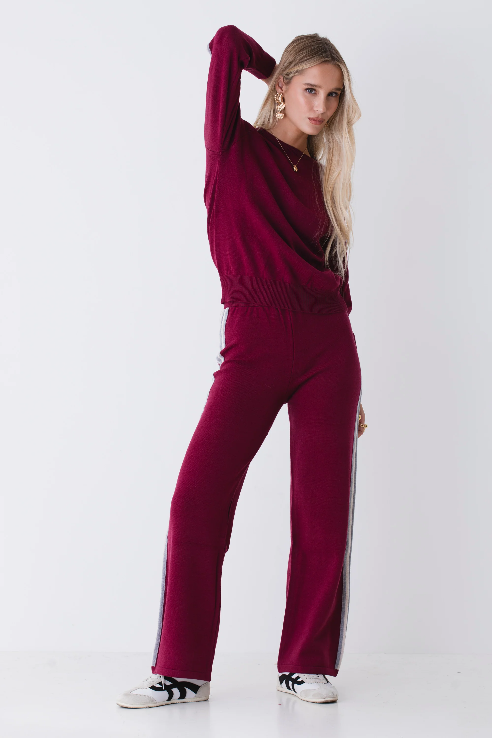 Pantalone a palazzo in maglia con bande a contrasto - FW26 - Image 5