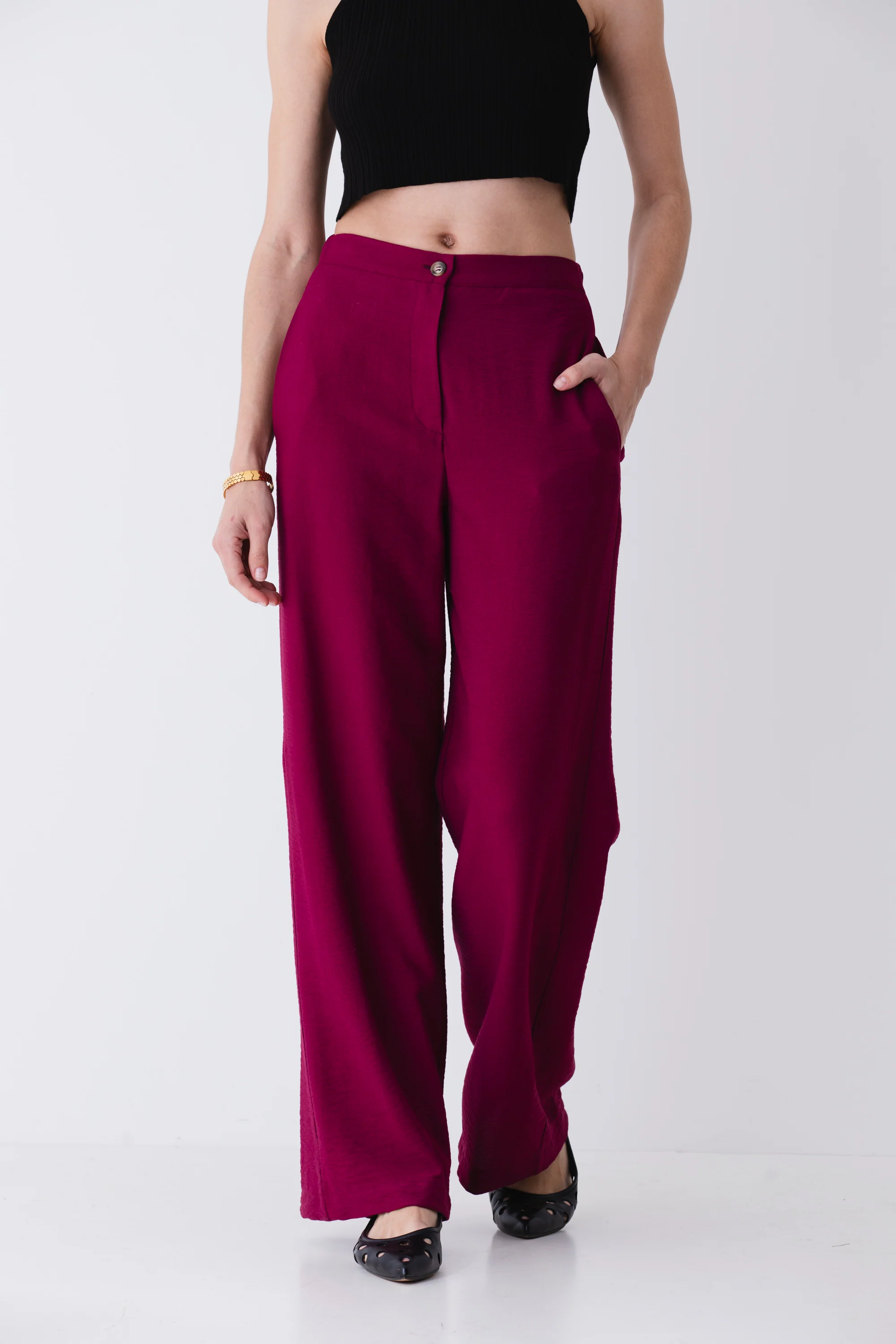 Pantalone a palazzo in viscosa effetto mosso - PE25