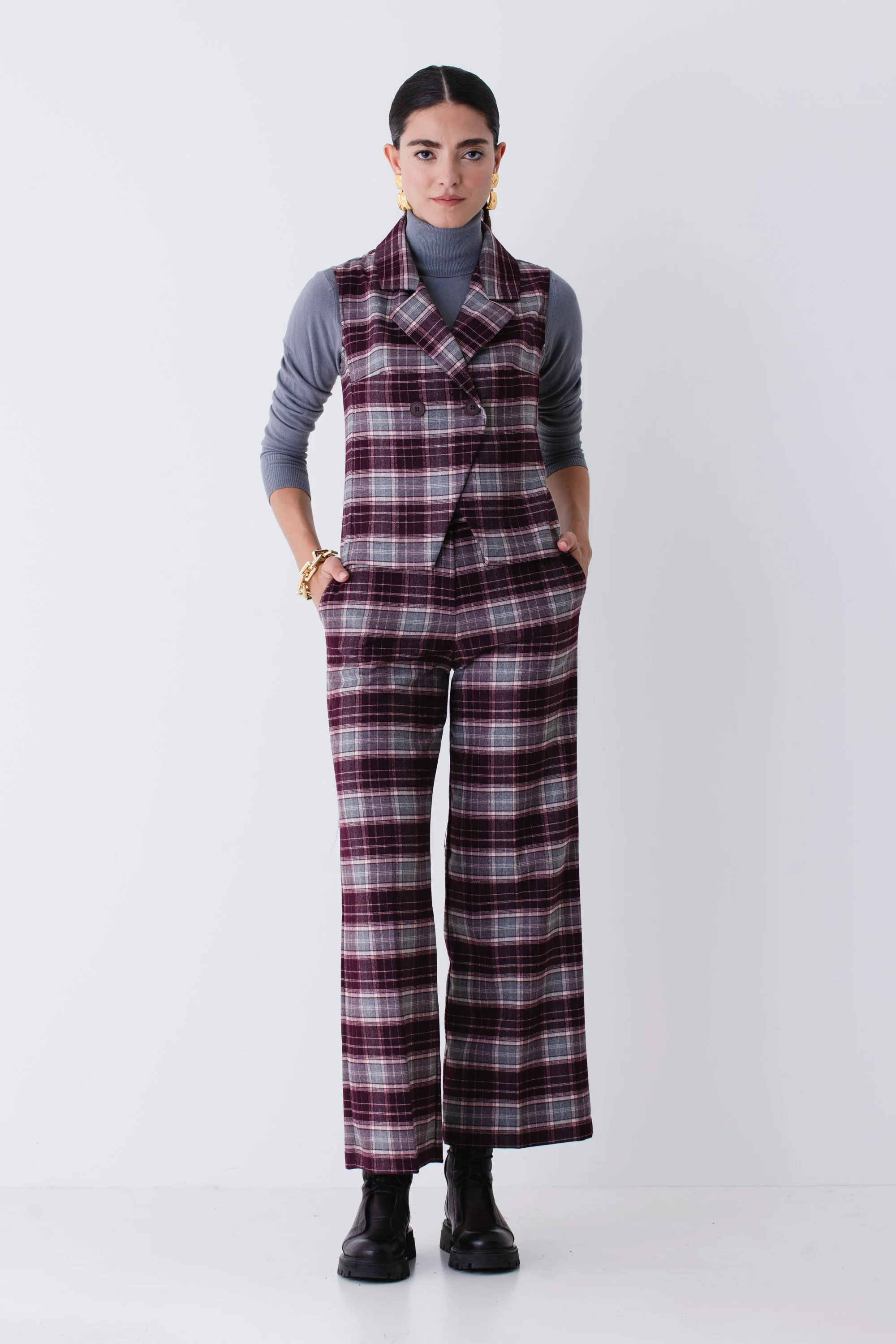Pantalone palazzo a quadri - FW26 - Image 3