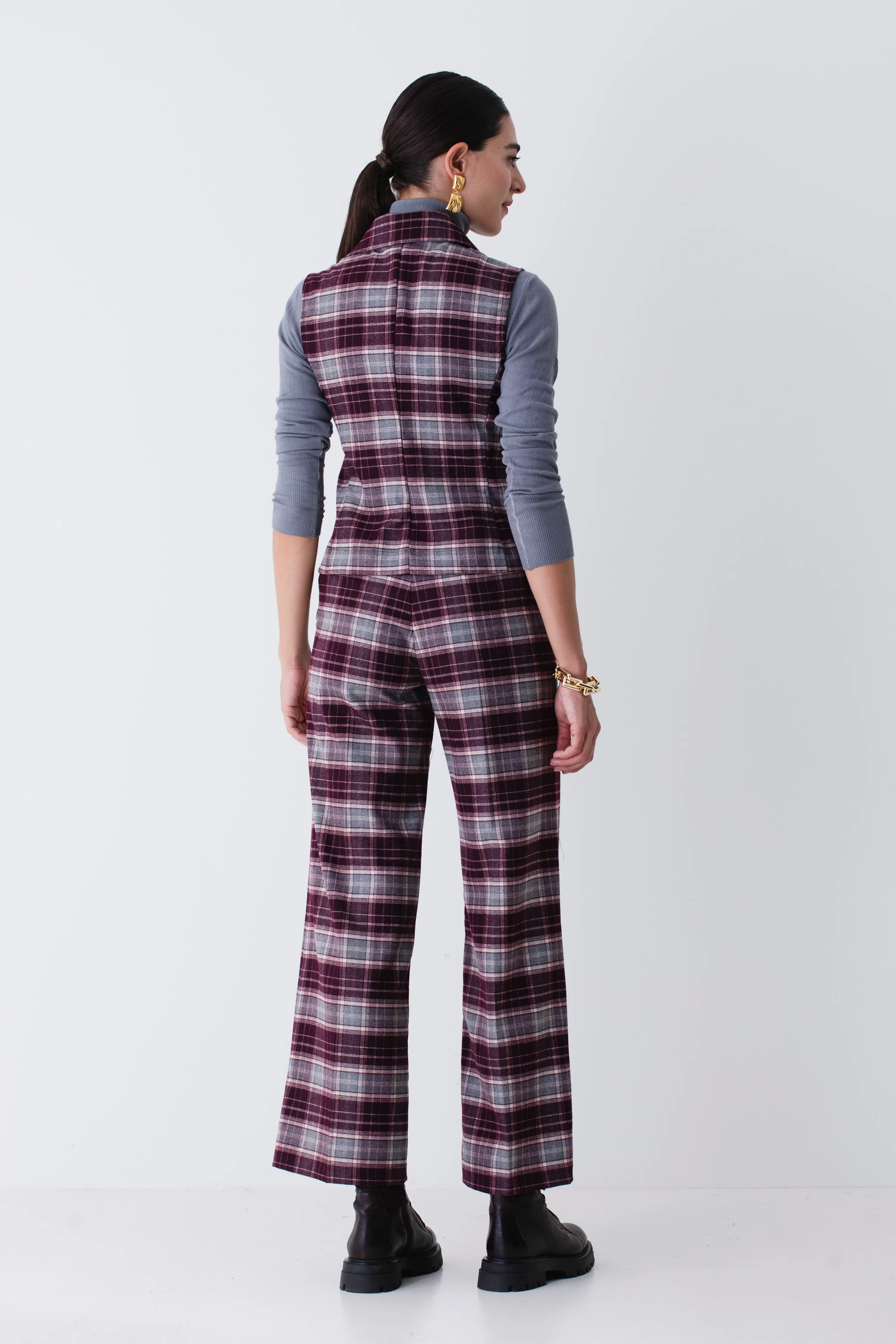Pantalone palazzo a quadri - FW26 - Image 5