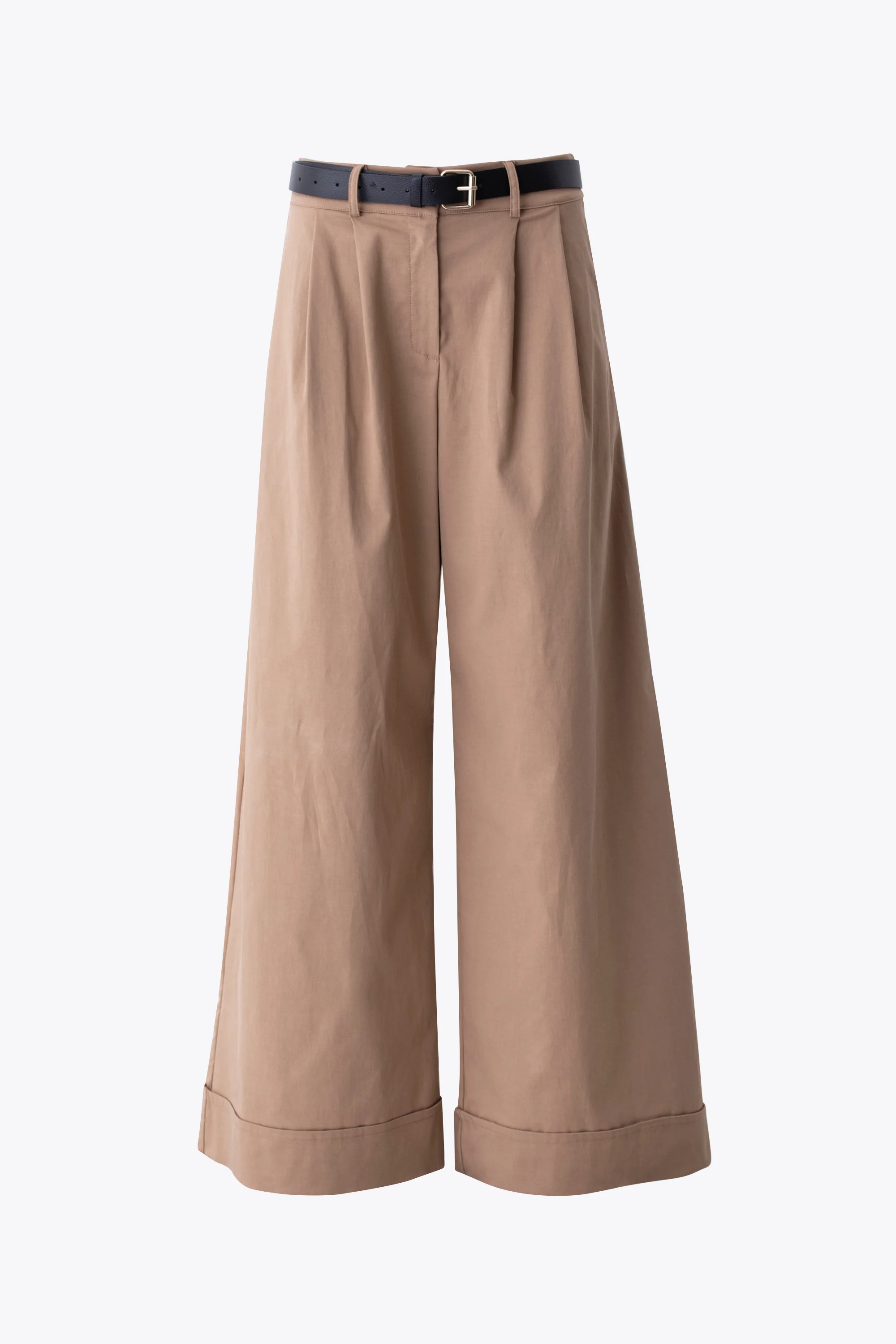 Pantalone palazzo con pinces e risvolto in cotone elasticizzato - PE26 - Image 6