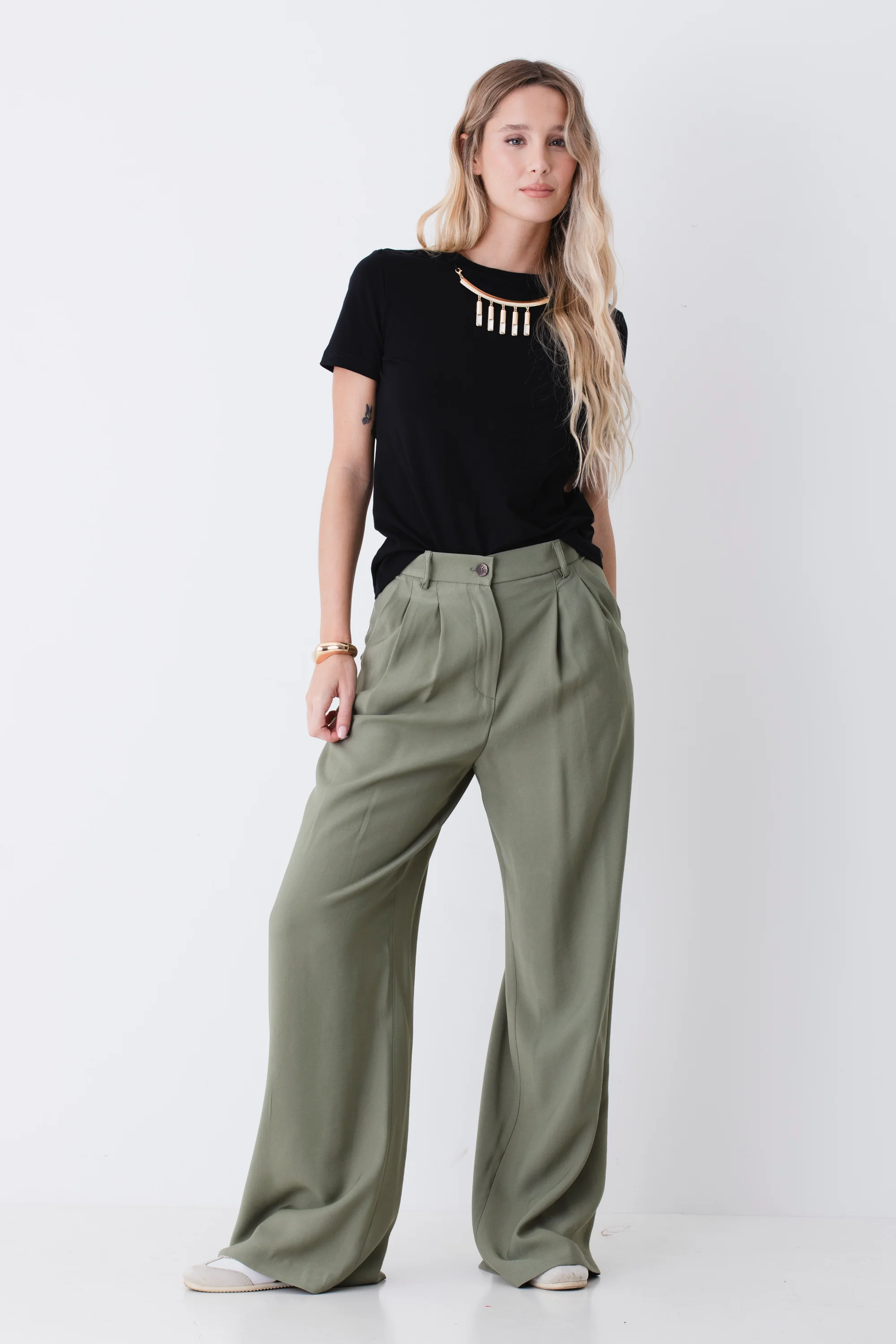 Pantalone palazzo con pinces in viscosa - PE26